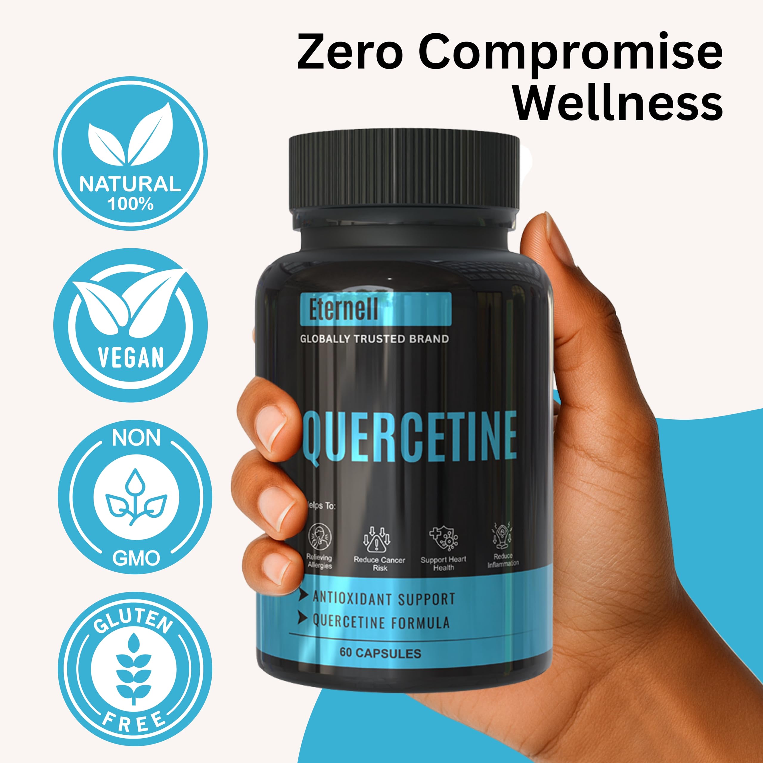 Eternell Quercetin 400mg (Sophora Japonica Extract) β Ayurvedic Natural Antioxidant Supplement for Men & Women | Supports Immunity, Heart & Respiratory Health | 60 Veg Capsules 1
