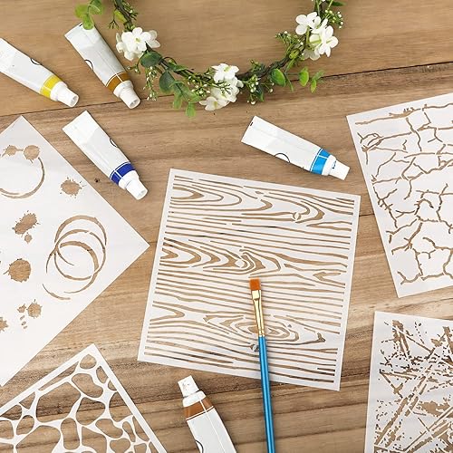 Miniatura 3 de 10 plantillas para pintura en aerosol plantillas reutilizables de 6 x 6 pulgadas plantillas de textura de pared múltiples diseños para pintar