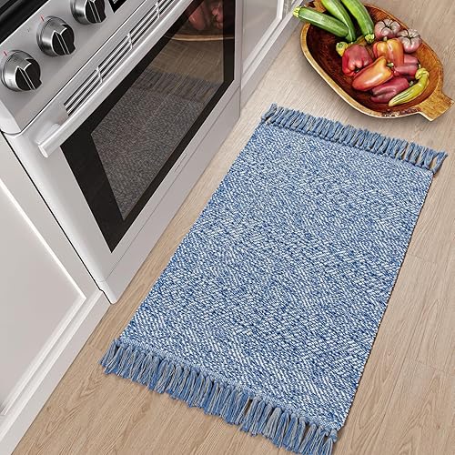 Miniatura 313 de Collive - Tapete de 27 x 43 pulgadas, lavable a máquina, para interiores y exteriores, de bajo perfil, suave algodón tejido a mano, para baño