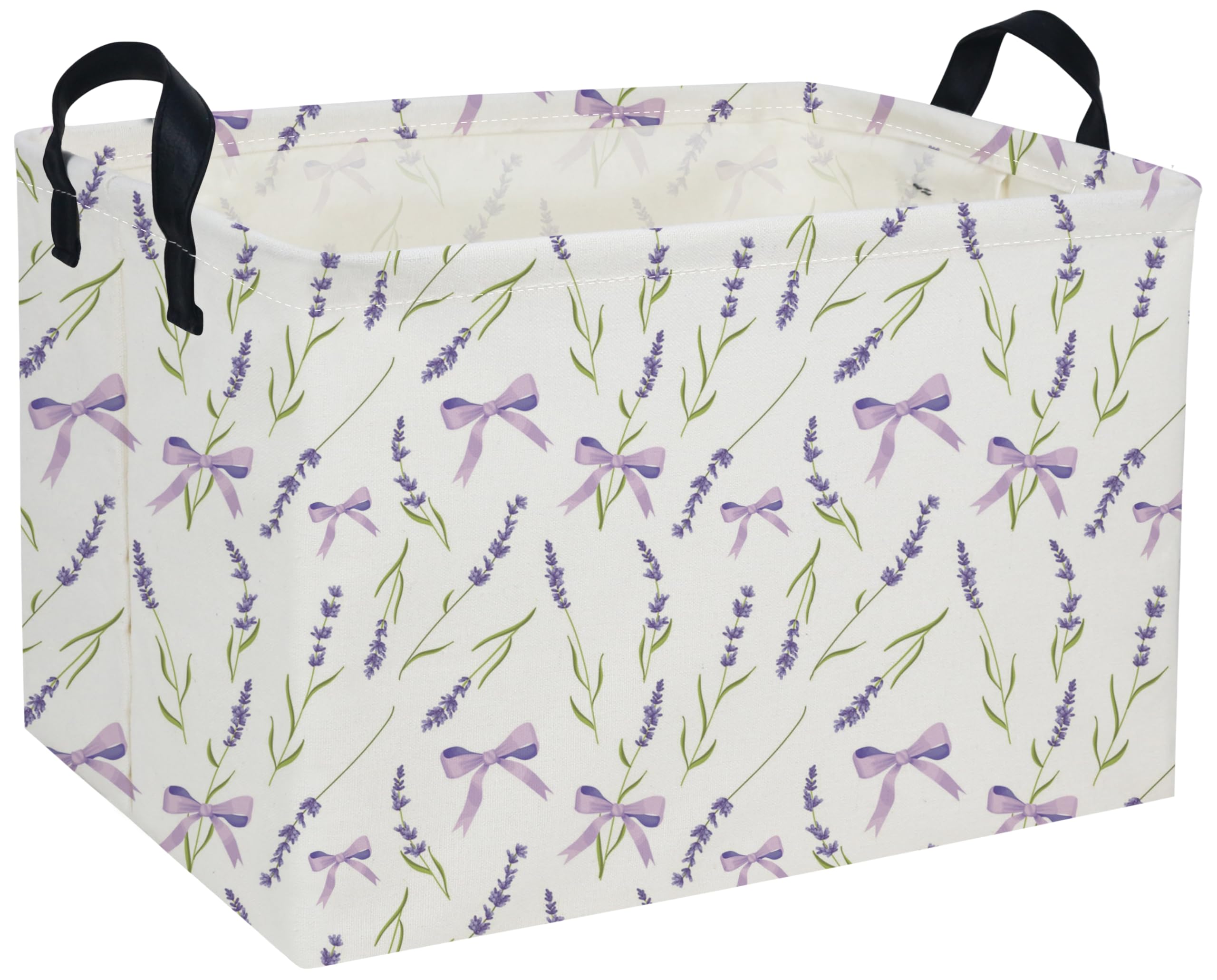 Rectangle Girls Baskets Flower Basket Cute Storage Bin Organizer Box for Room Decor Gift Basket(Purple flowers)