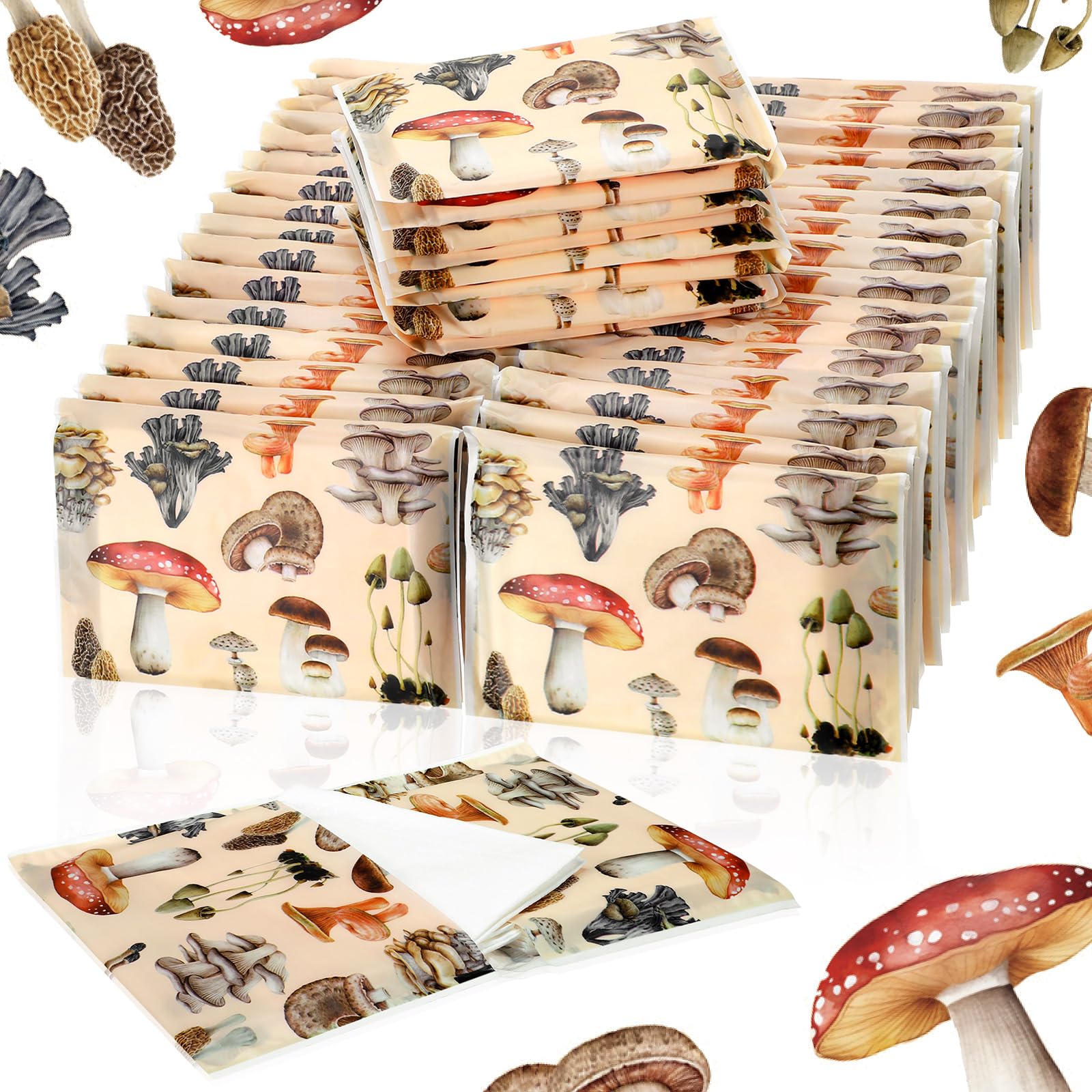 Geyee 50 Pack Travel Tissue Packets Facial Paper Napkins, Mushroom