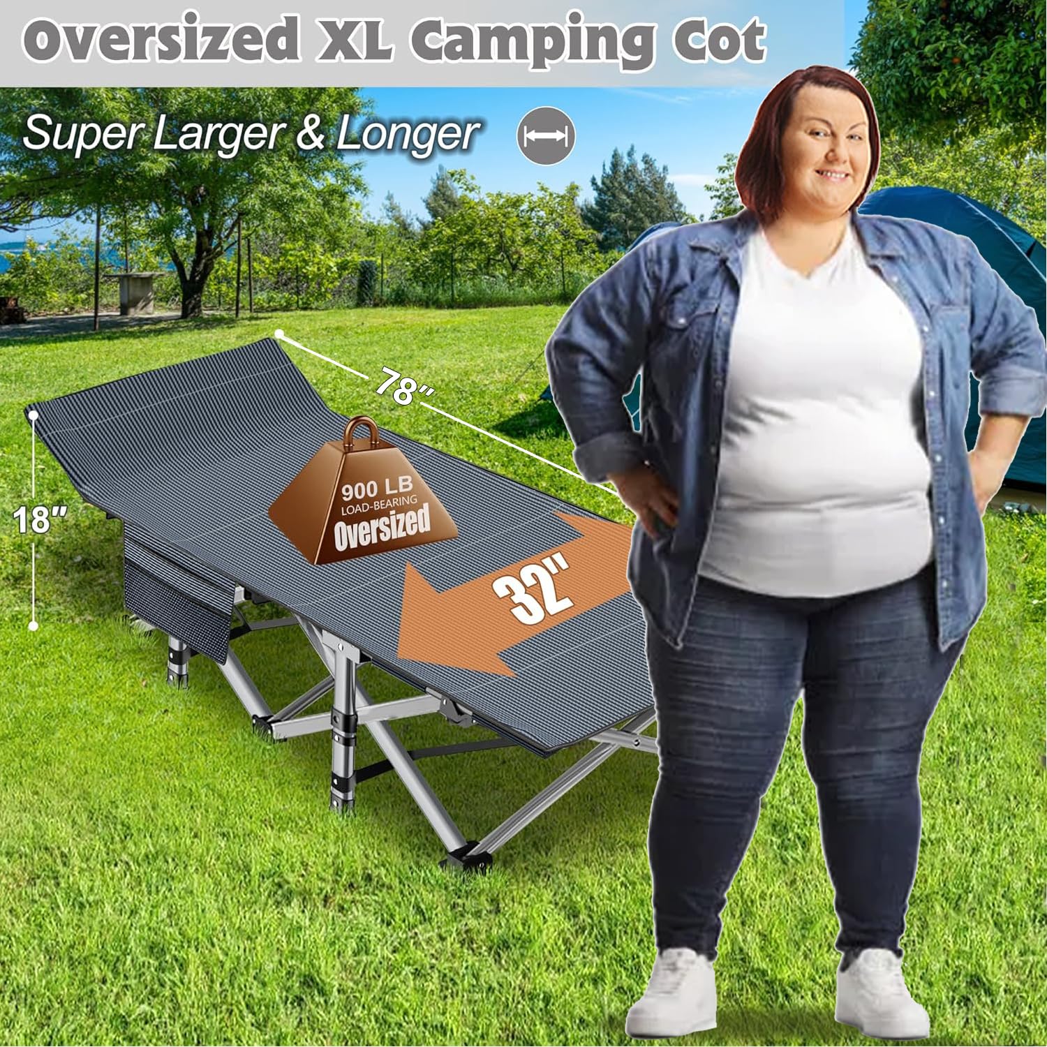 Snapklik.com : ABORON Folding Camping Cot For Adults, Double Layer ...