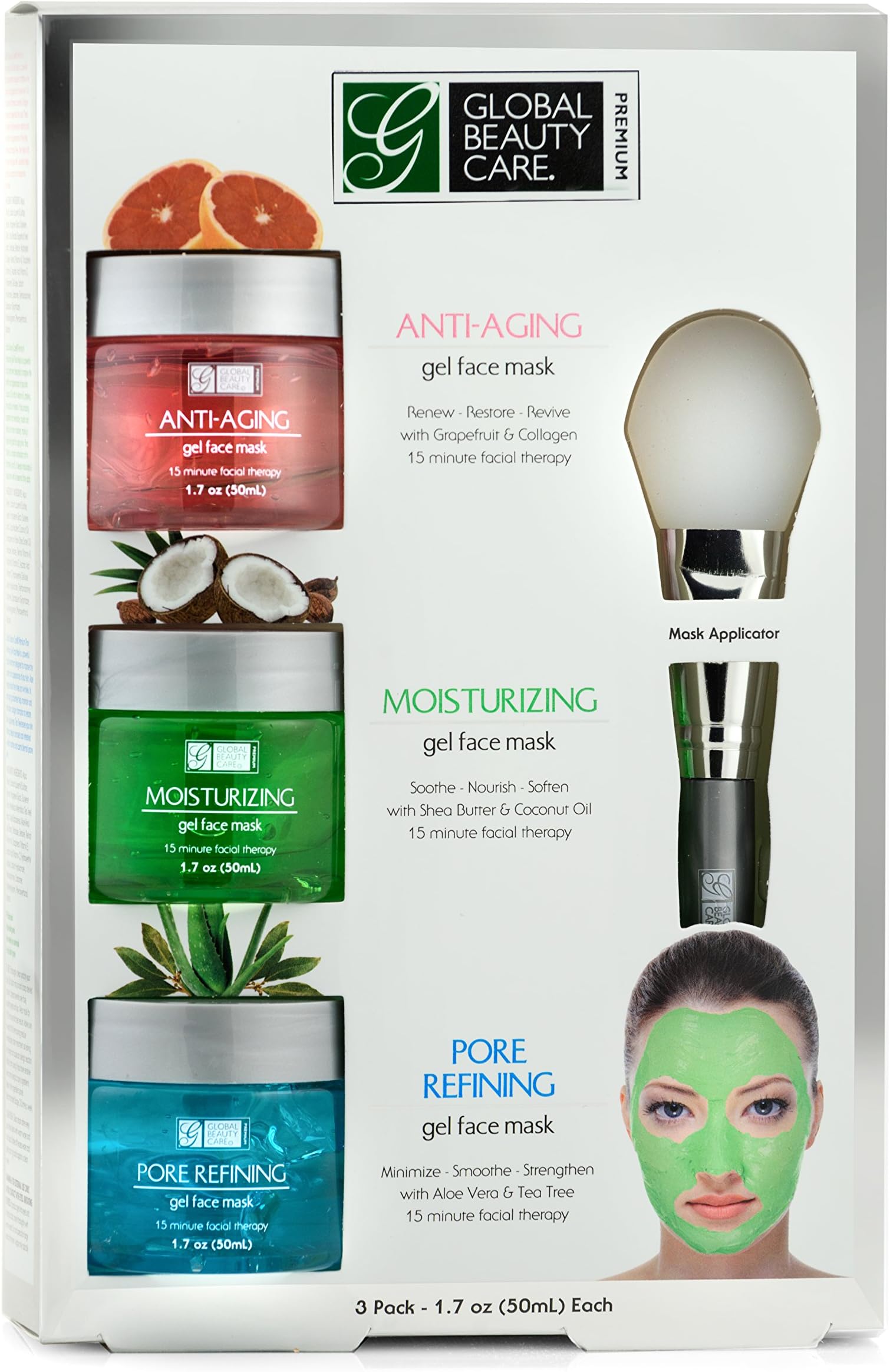 Anti-Aging, Moisturizing, Pore Refining Gel Face Mask with Applicator