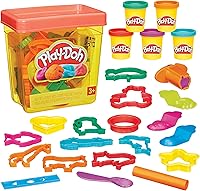 Play-Doh Fun Tub Set: 19 Accessories, 5 Colors & Reusable Storage Container - Preschool Sensory Toys for Kids Arts & Crafts Ages 3+