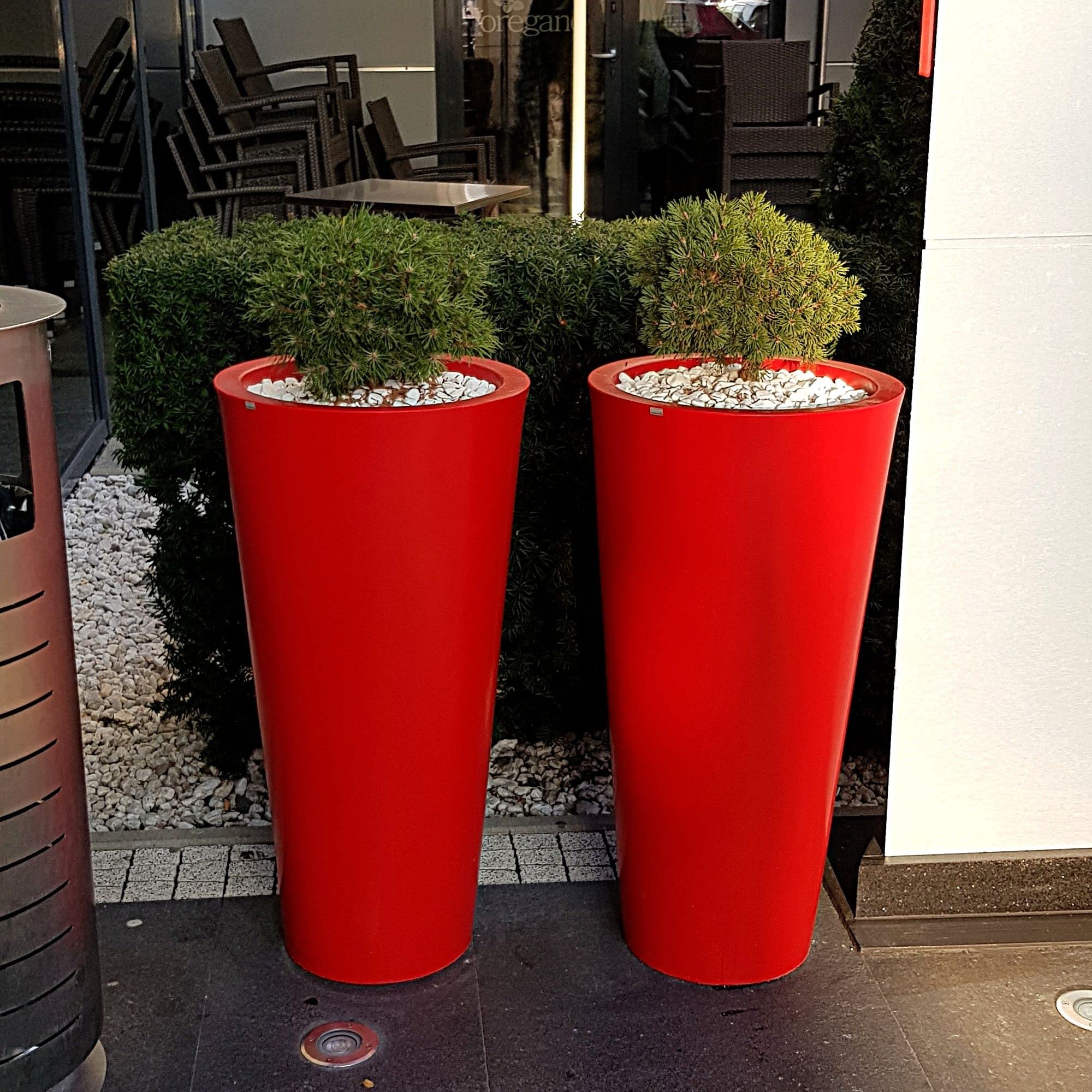 Venus Pot de Fleurs en Plastique - Plantes d'Intérieur et d'Extérieur - Grand Pot avec Étagère - Rouge 70x35