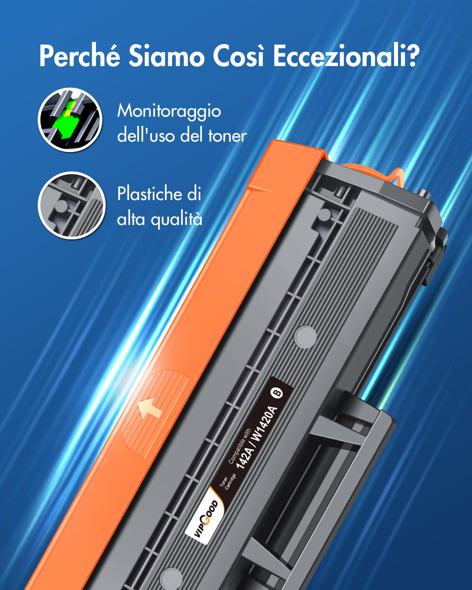 VIPGOOD 142A W1420A (Con Chip) Toner Compatibile per HP 142A W1420X Cartucce di Toner per Laserjet Pro M110w M110 MFP M140w M140 M139w M139 (1 Nero)