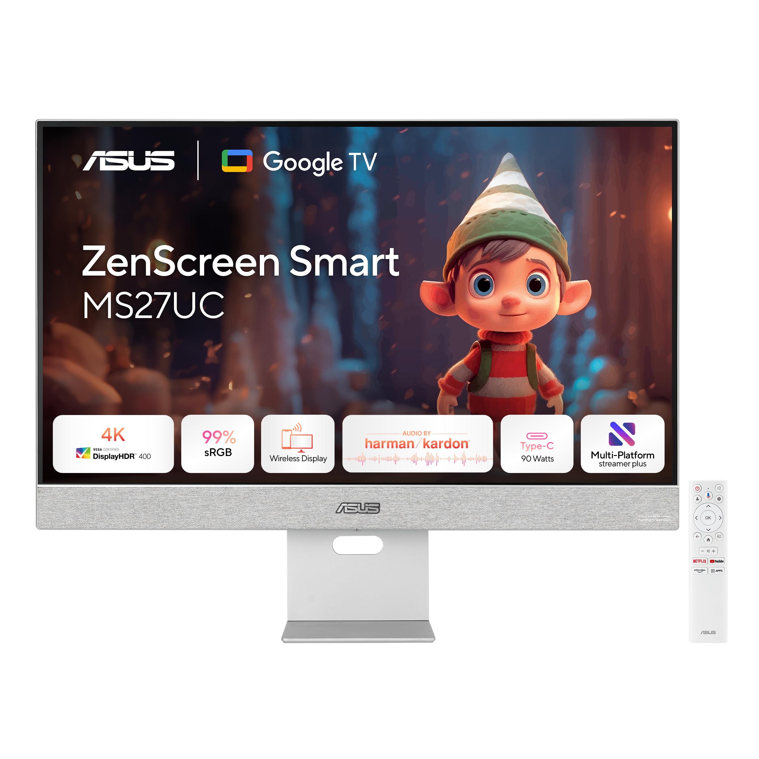 ASUS ZenScreen Smart MS27UC 27 Zoll 4K UHD IPS USB-C Smart Monitor