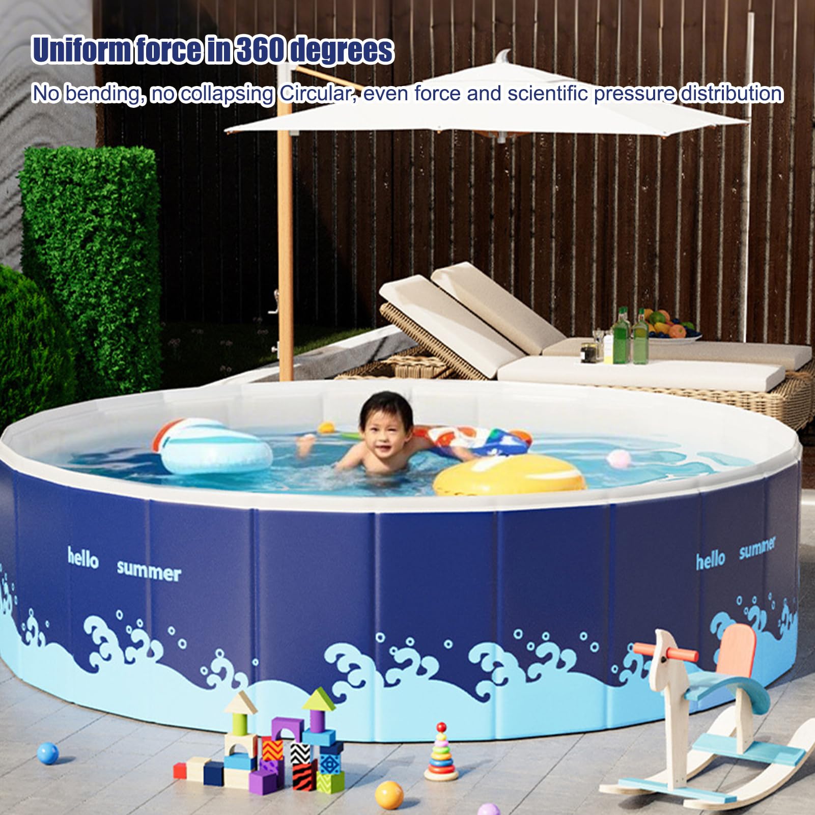 Piscina Per Bambini,Vasca Da Bagno Pieghevole Esterna | Capacità Gonfiabile per Attività Acquatiche Giardino Cortile Interno