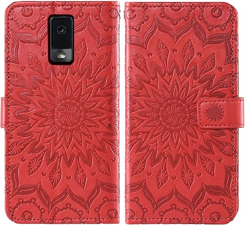 Miniatura 4 de Asuwish Funda para teléfono BLU View 3 B140DL con protector de pantalla de vidrio templado y piel de girasol, delgada, soporte para tarjetas,