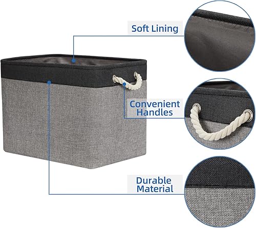 Vista 66 de Temary Canastas de almacenamiento pequeñas de tela para armario, paquete de 6 cajas de almacenamiento decorativas con asas de cuerda para organizar