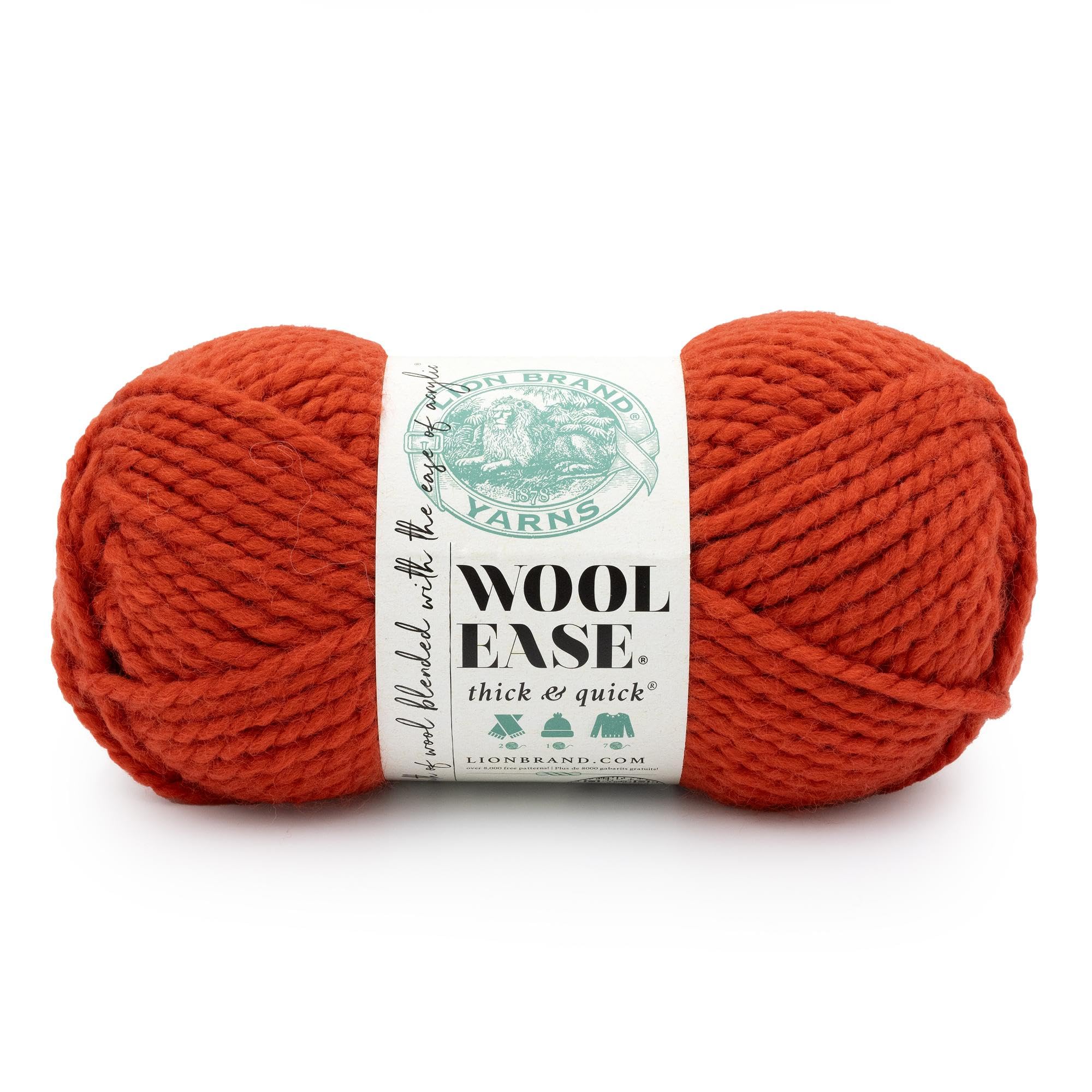 Lion Brand Yarn, Wool-Ease Thick & Quick Yarn, Spicy, Red, 1 Pack — image 1