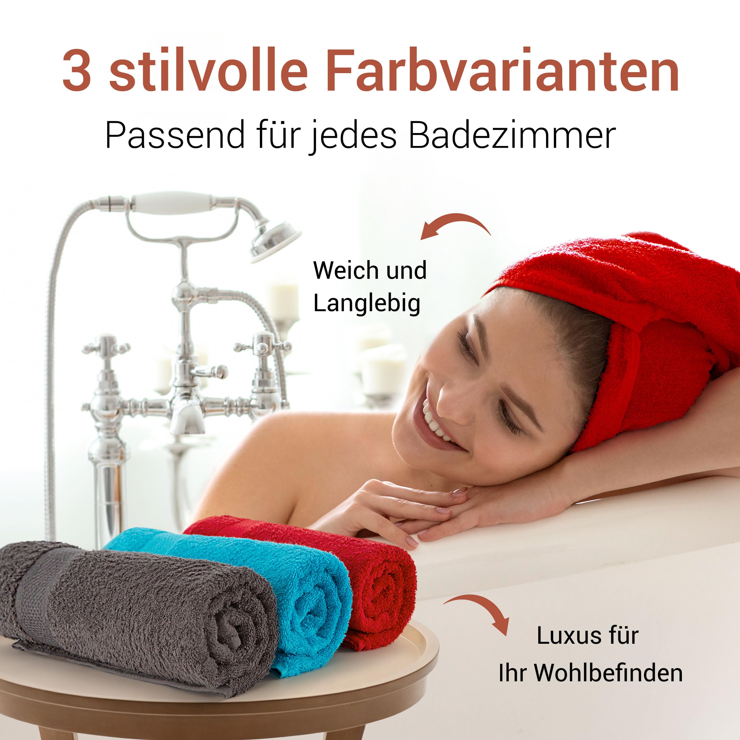 8-teiliges Handtuch Set 100% Baumwolle Oeko Tex 100 50x100cm Badetücher Waschlappen