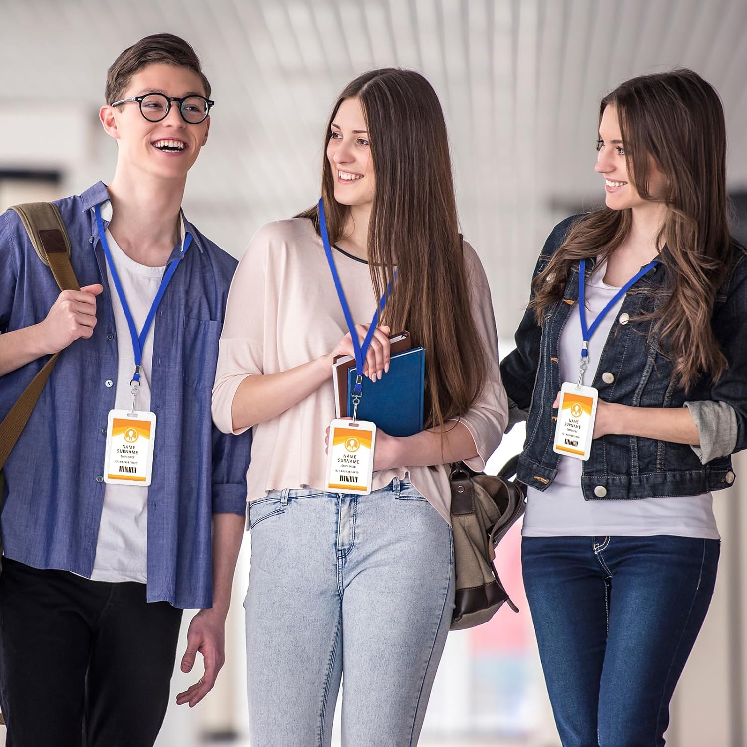 Geyoga 200 Pcs Blue Lanyards Bulk for ID Badges Neck Straps Office Card Lanyards Holders with Clip for Women Men Kids Work - Image 4