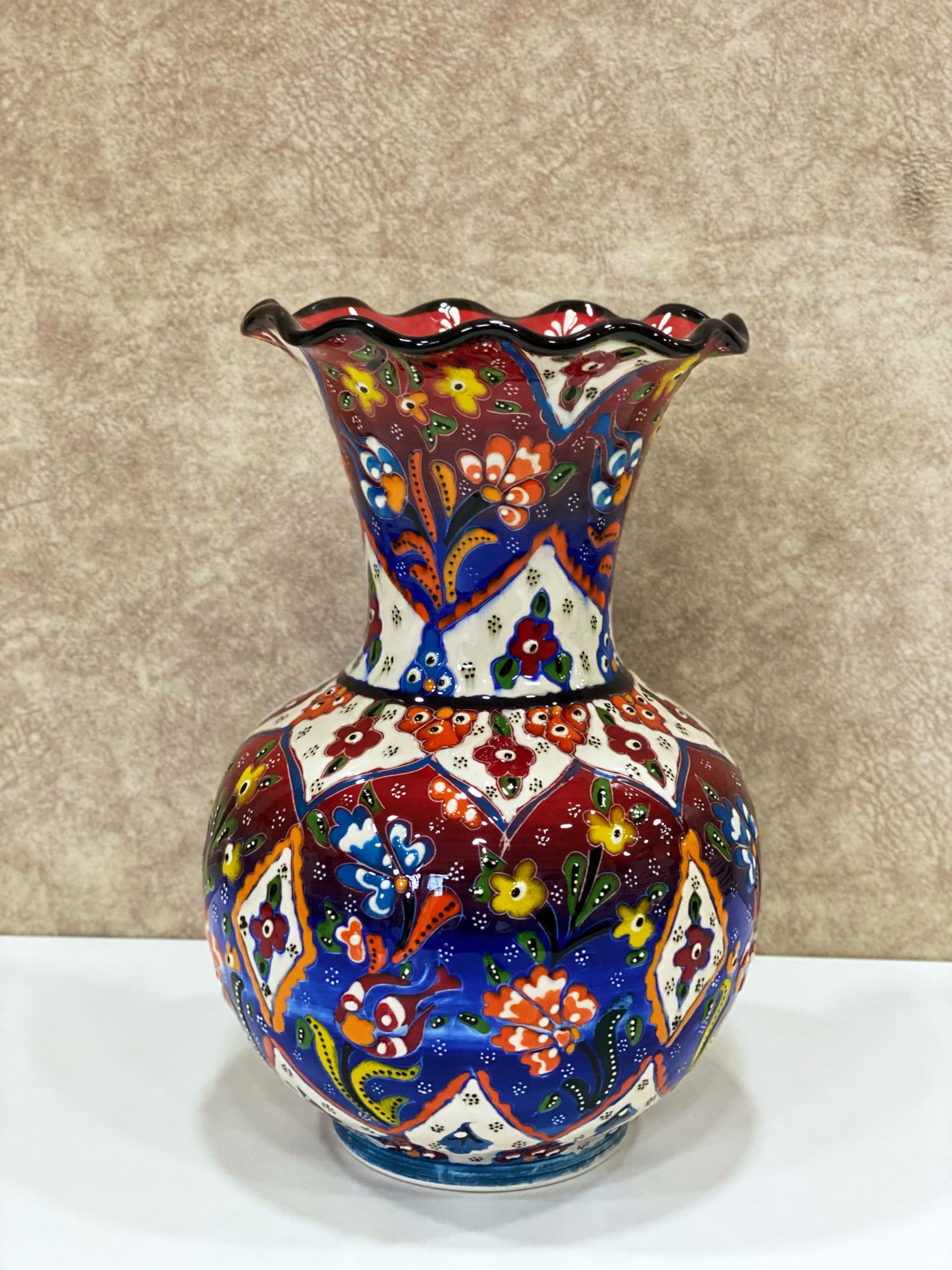 美術品 陶器 花瓶 多色装飾 約60cm 金箔装飾の陶器花瓶 2-7-1_05kinsainoshie-kabin-