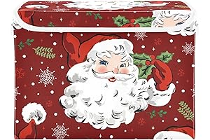 Xigua Christmas Santa Claus Storage Bins with Lids and Carrying Handle