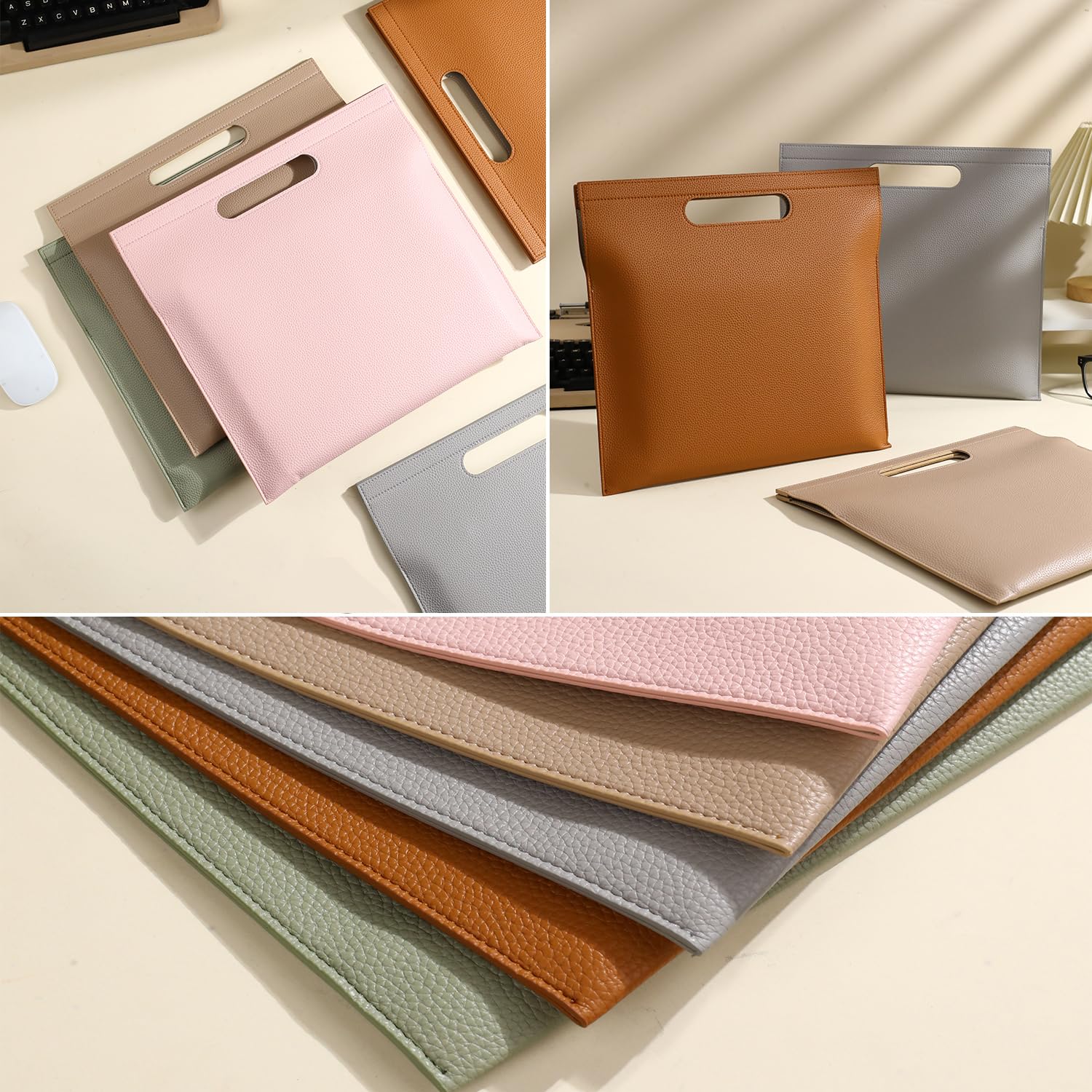 Organiseur de documents imperméable en cuir synthétique de qualité supérieure – Résistant aux déversements, facile à nettoyer, options multicolores, 33,9 x 31,9 cm, idéal pour les étudiants et les