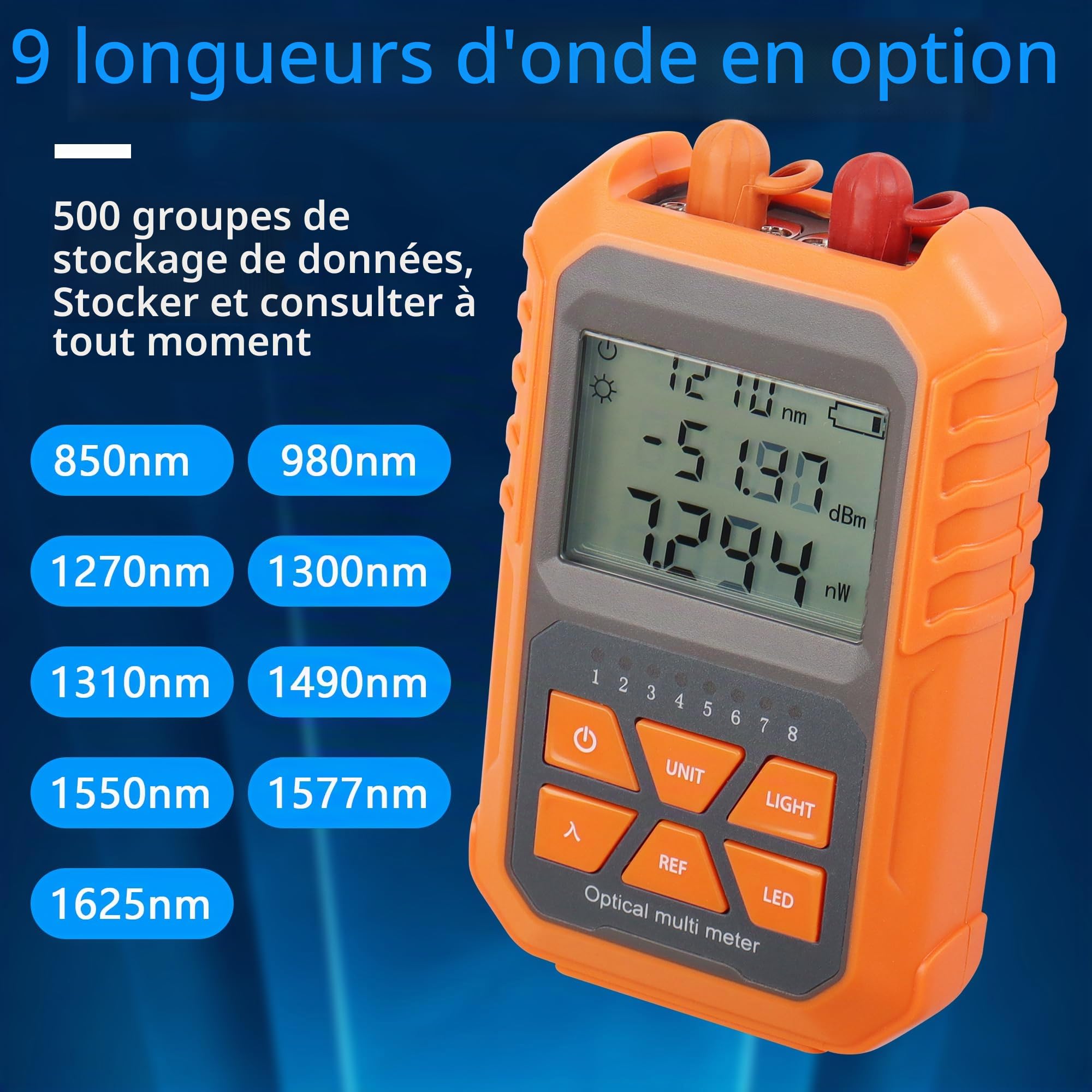 SinLoon Compteur de puissance fibre Testeur optique Testeur portable de câble réseau FC/SC/ST Interface universelle Localisateur visuel de défauts