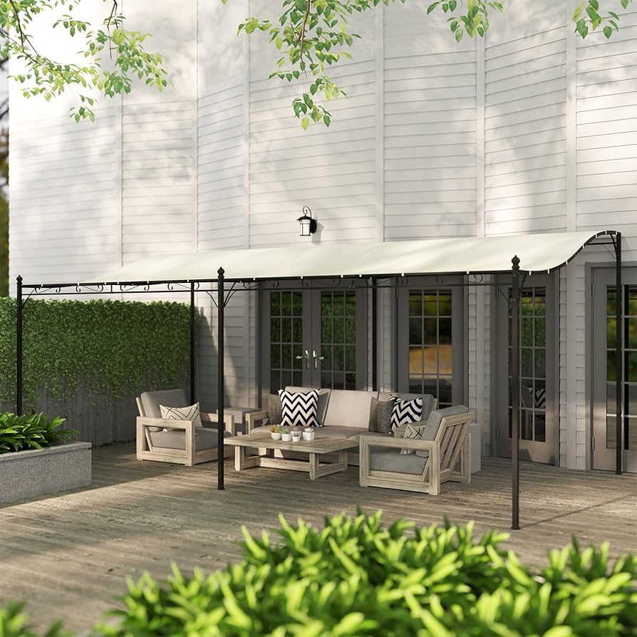 Amazon.com : Outsunny 10' x 20' Outdoor Pergola Canopy, Wall