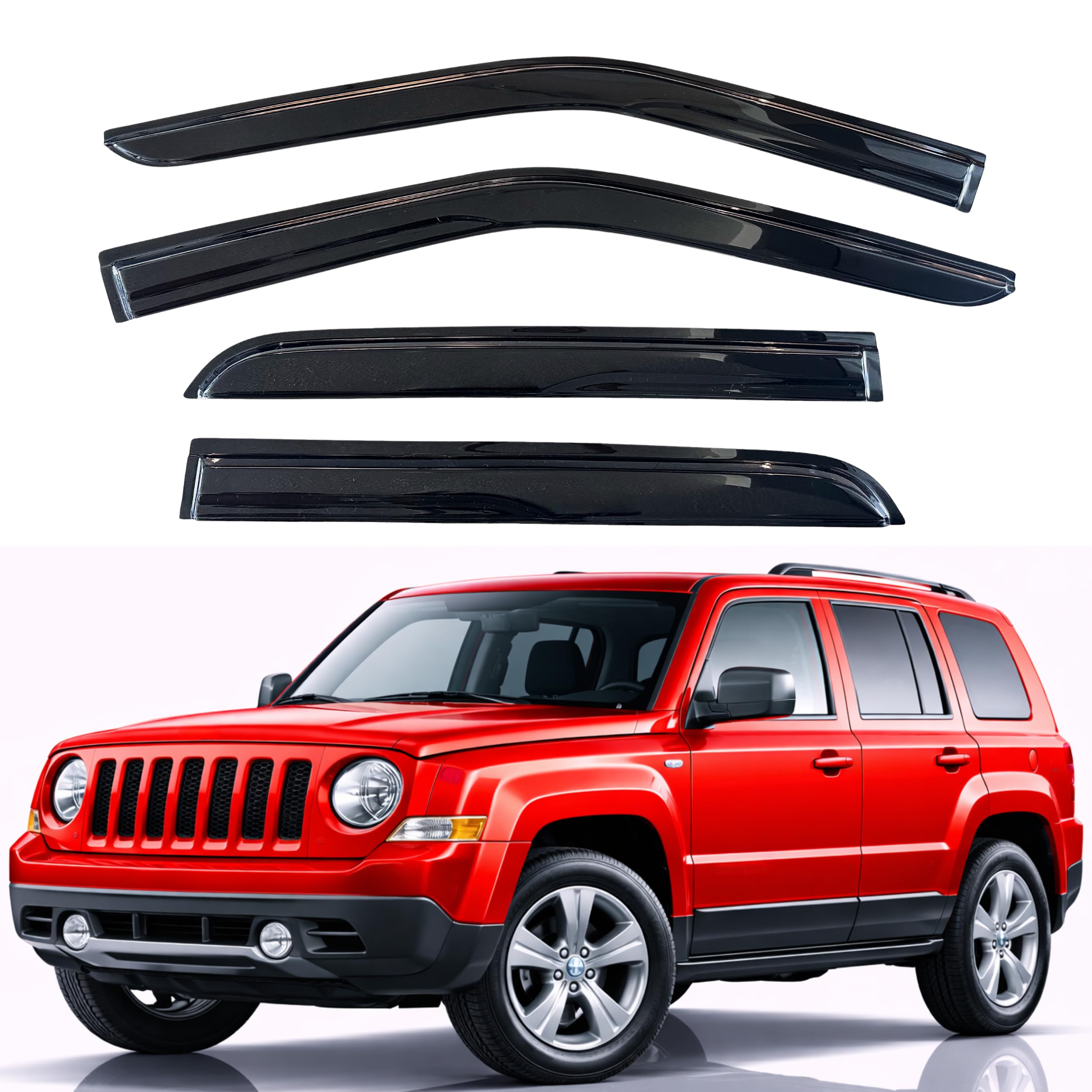 KPY Rain Guards Fit for 2007-2018 Jeep Patriot, Out-Channel Window Visors Vent Wind Deflectors 4PC, Car Accessories for 07-18 Patriot
