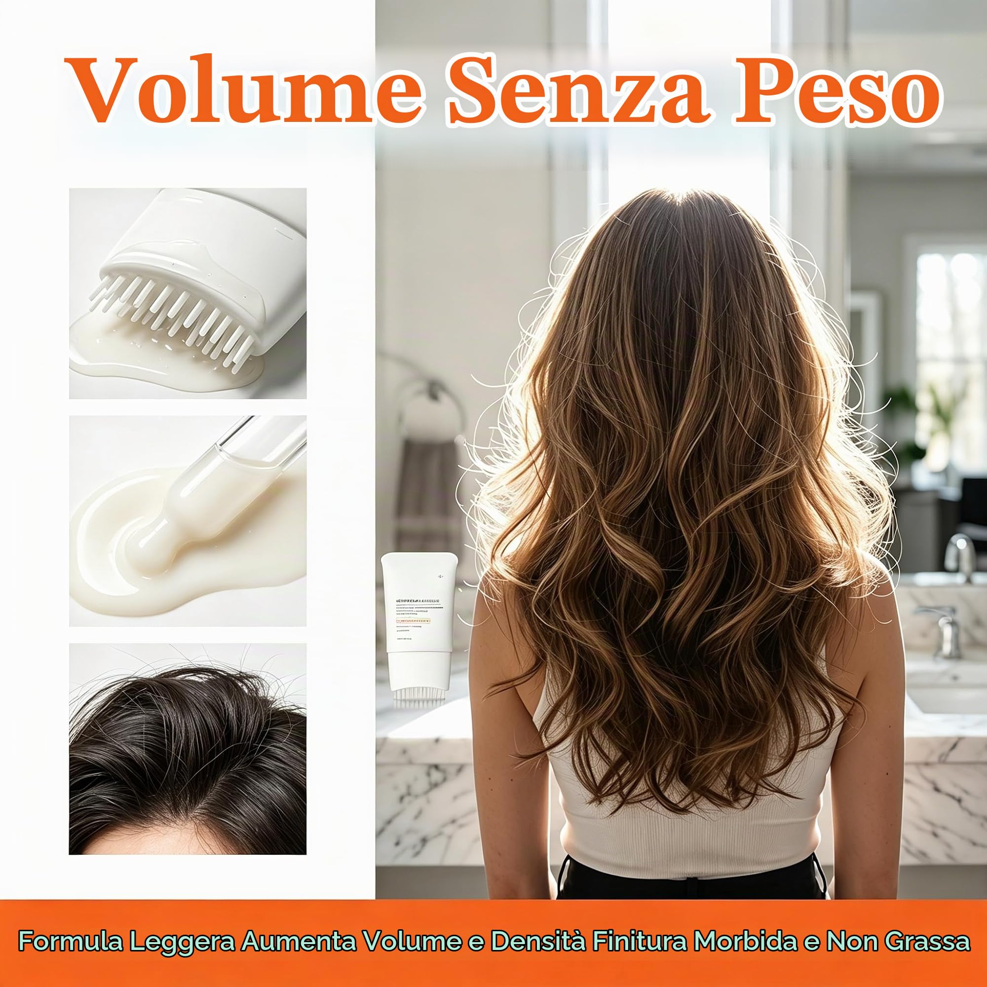 Siero per la crescita dei capelli e cura del cuoio capelluto con spazzola massaggiante integrata – Trattamento leggero, addensante e nutriente per donne e uomini (1PC)