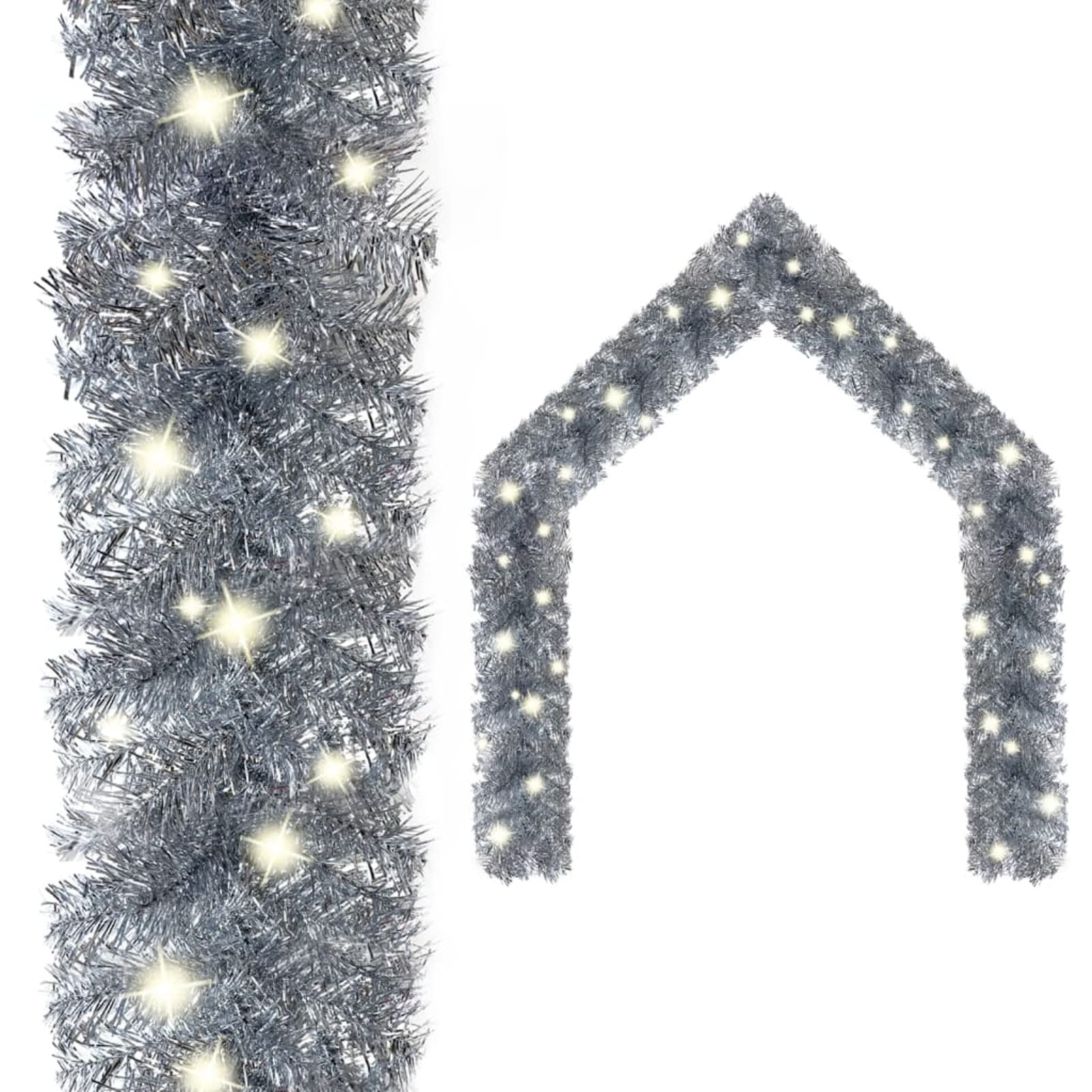 Guirnalda de Navidad con Luces LED Plateado 10 m Adornos Navidad Balcon Decoracion Navidad