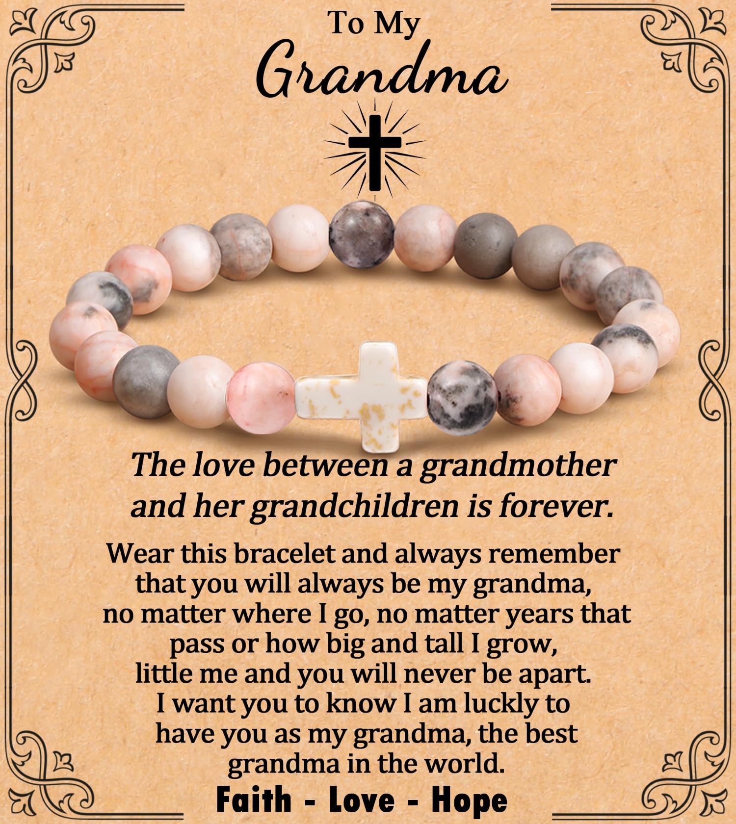 Cross Bracelet for Women Christian Gifts for Daughter Mom Grandma Niece Godmother Religious Baptism Jewelry Birthday Retirement Gifts Beaded Bracelet