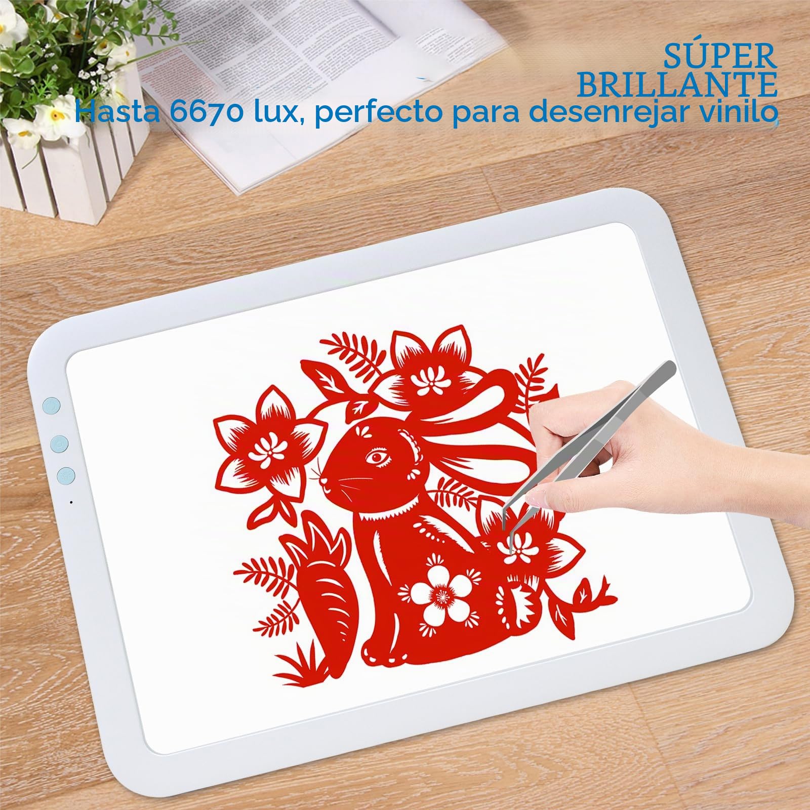 TOHETO A3 Mesa de Luz Recargable Ultrabrillante Para Calcar, Tableta LED Con Brillo Ajustable Para Dibujo, Bocetos, Diseño y Pintura de Diamante 5D