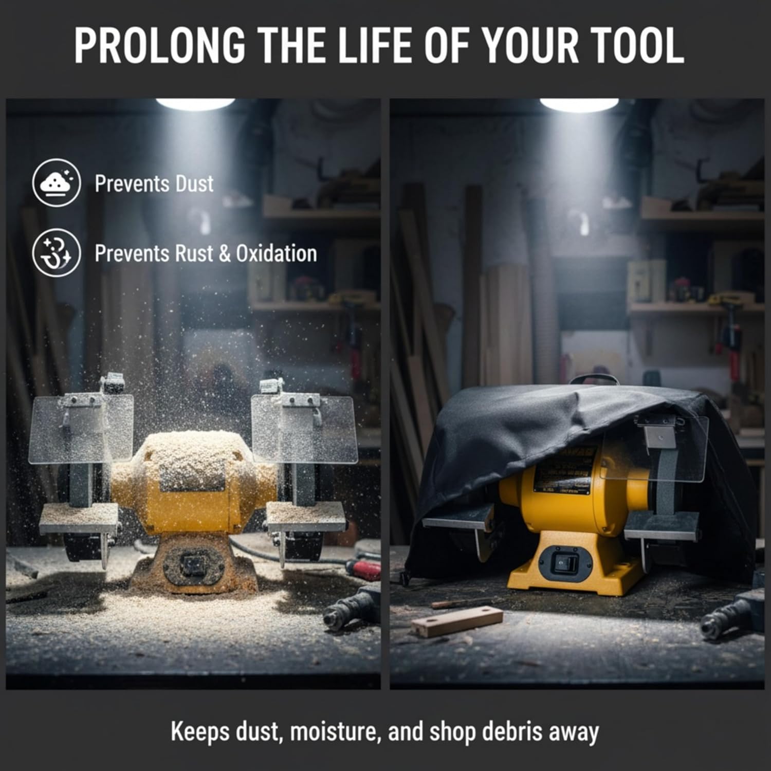 DEWALT DW756 Bench Grinder Cover - Waterproof Oxford Cloth Dust Protection for 6-Inch Grinder