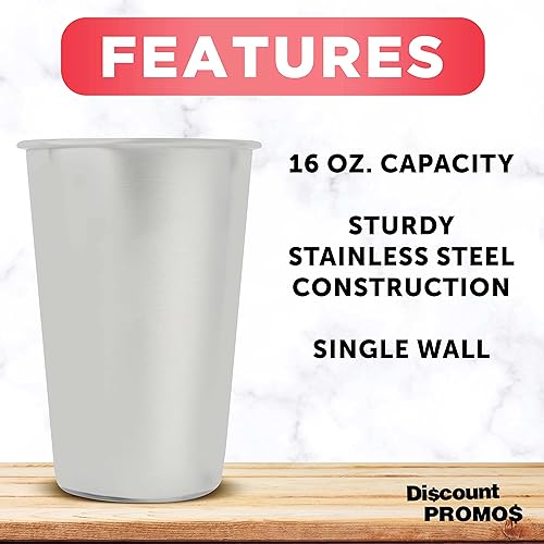 Miniatura 10 de Juego de 10 vasos de mezcla de acero inoxidable personalizados de 16 onzas, paquete personalizado a granel, pared individual, perfecto para hoteles,