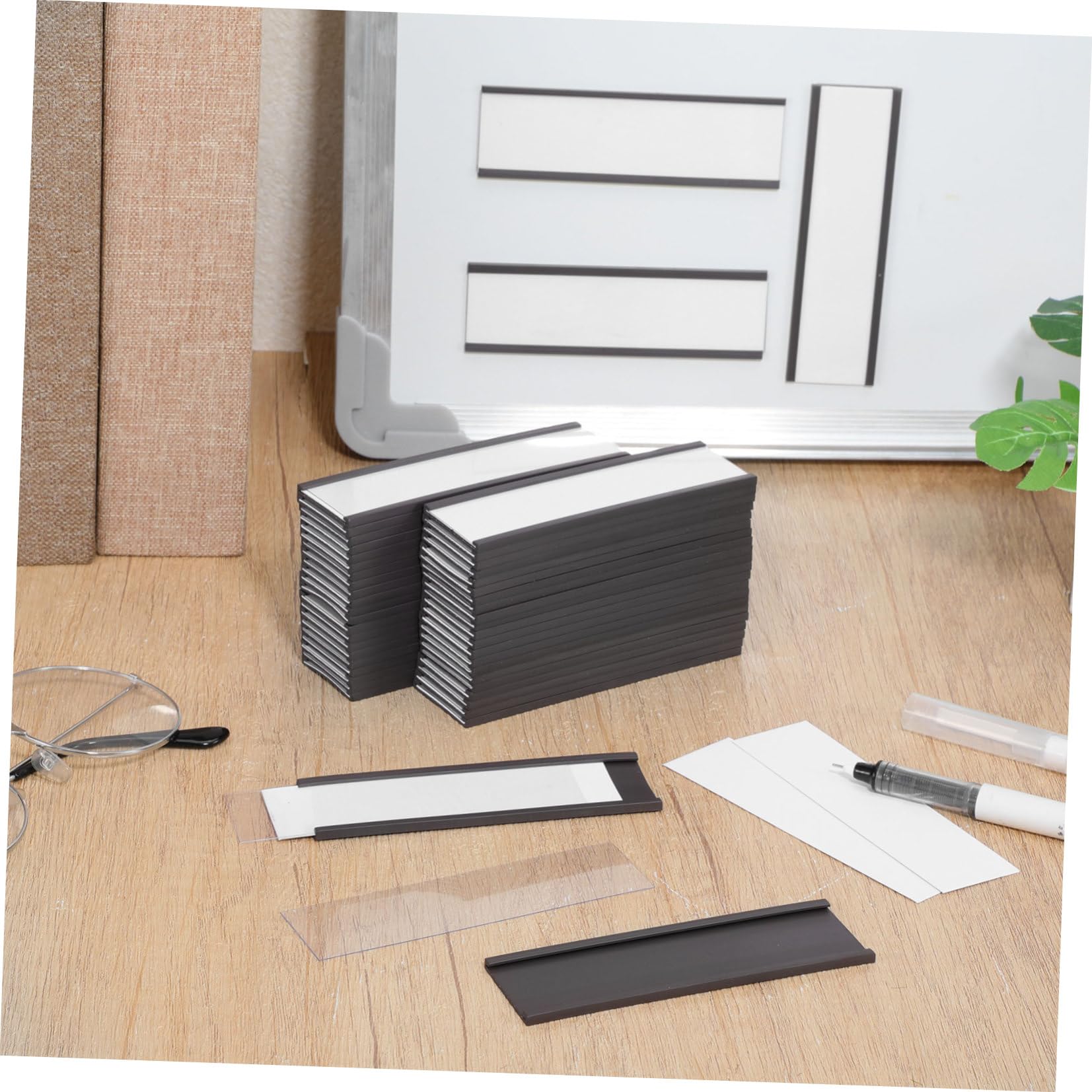 50 Pezzi Porta Etichette Magnetiche Clip in Carta e Magnete in Gomma, Supporto per Cartellini da Magazzino Design Magnetico per Scaffali e Uffici