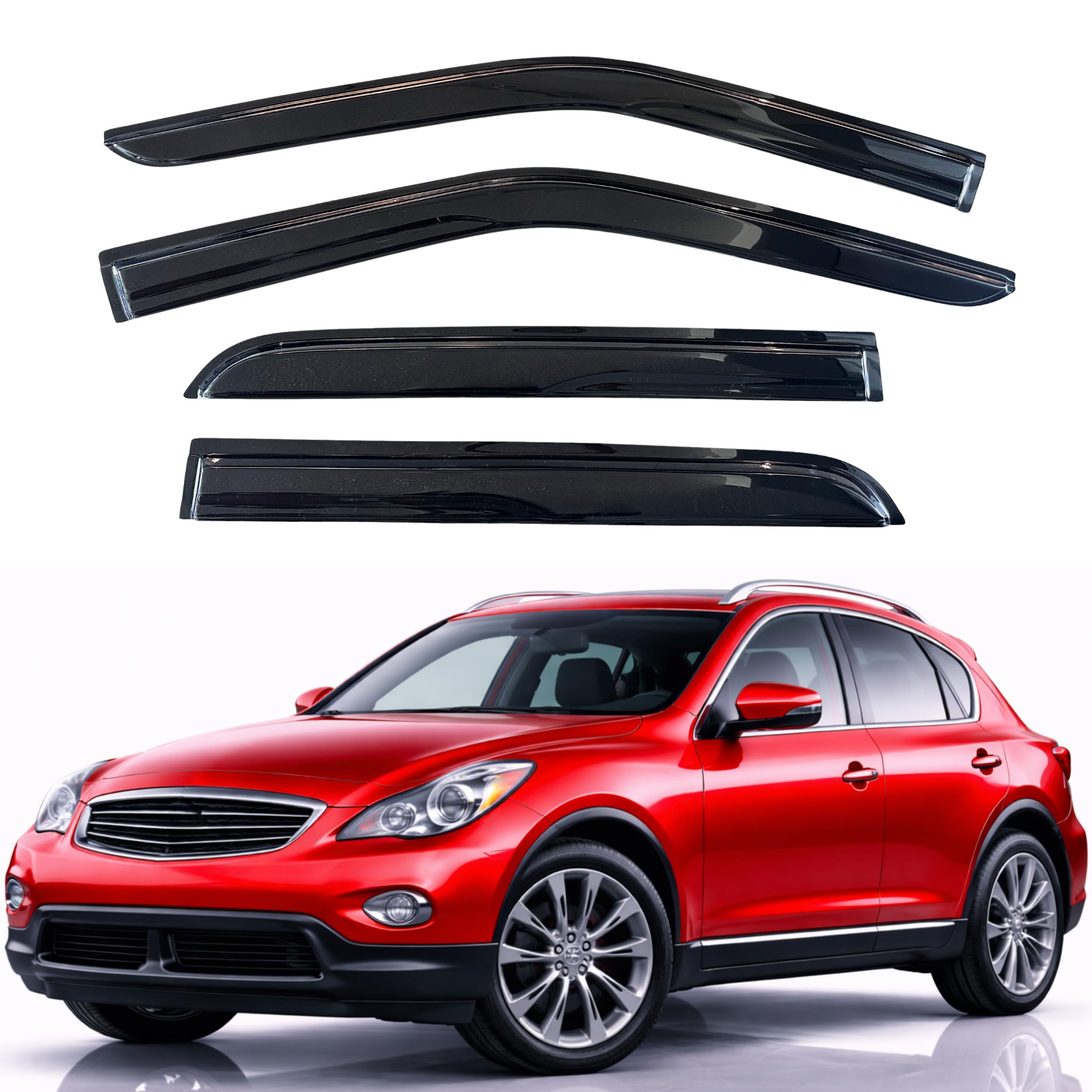 KPY Rain Guards Fit for 2007-2013 Infiniti EX35 EX37, Out-Channel Window Visors Vent Wind Deflectors 4PC, Car Accessories for 07-13 Infiniti EX35 EX37