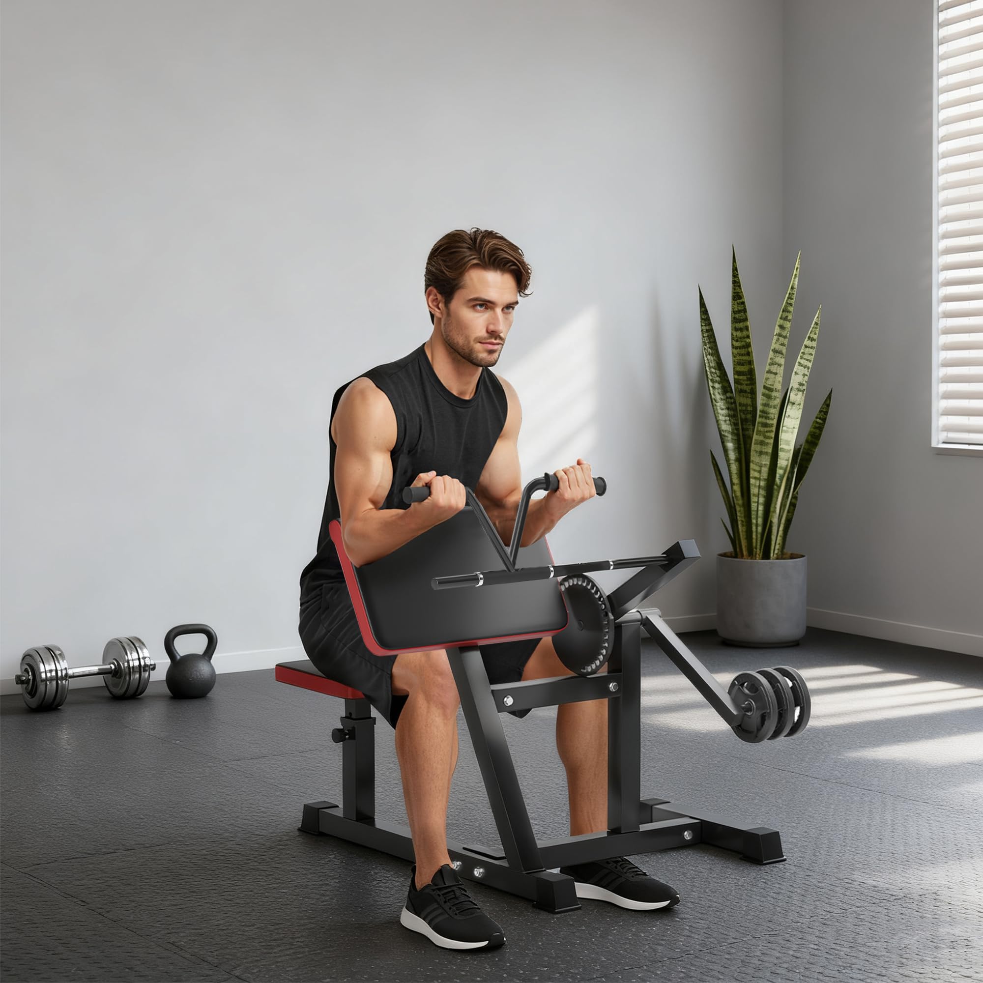 SPORTNOW Máquina de Bíceps y Tríceps 2 en 1, Banco de Curl de Predicador con Asiento y Apoyo de Codo Ajustables, Máquina de Curl de Bíceps y Extensión de Tríceps para Entrenamiento en Gimnasio, Casa