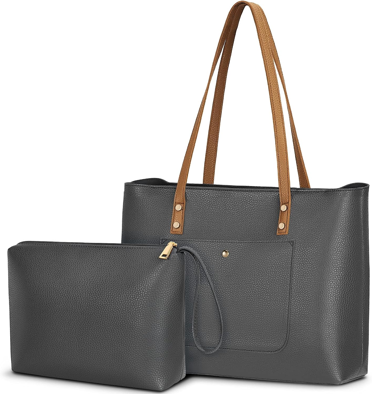 Tote Bag for Women Purses and Handbags Waterproof Durable Tote Purse Large PU Leather Shoulder Bags 2pcs Set