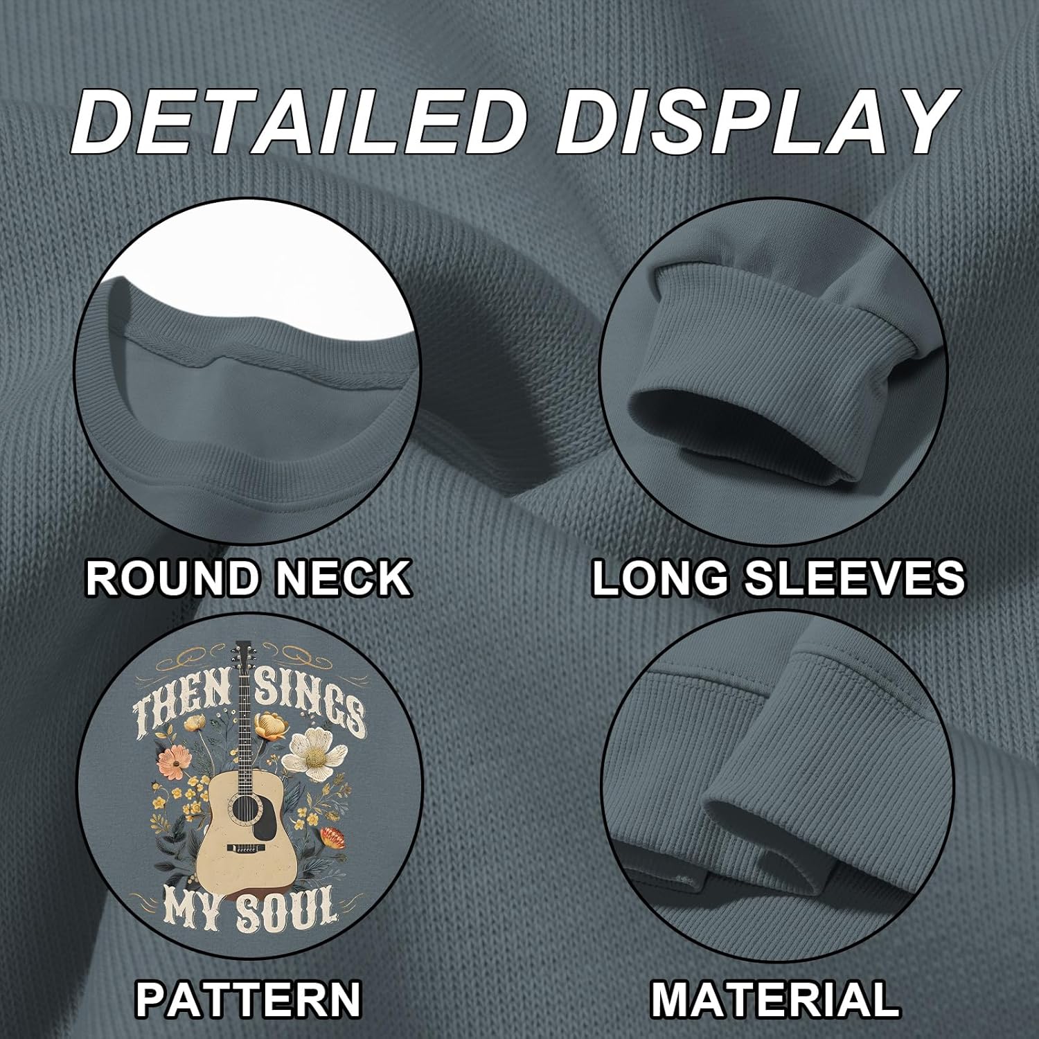 KIEKIECOO Oversized Christian Sweatshirts for Women Faith Bible Verse Printed Pullover Inspirational Music Long Sleeve Tops - Image 6