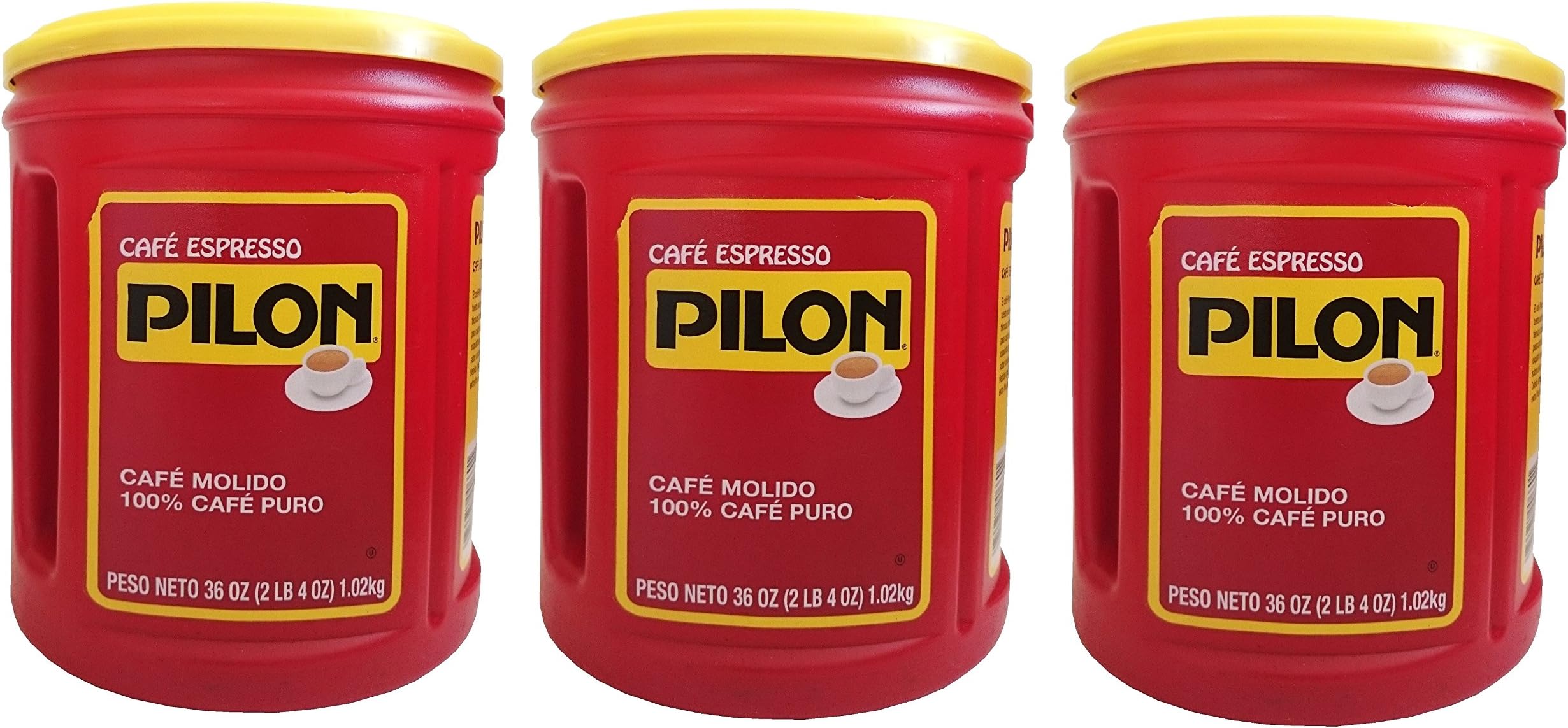 Café Pilon Espresso Coffee Ground Molido 100% Pure 36 Ounce Can (3 Can)