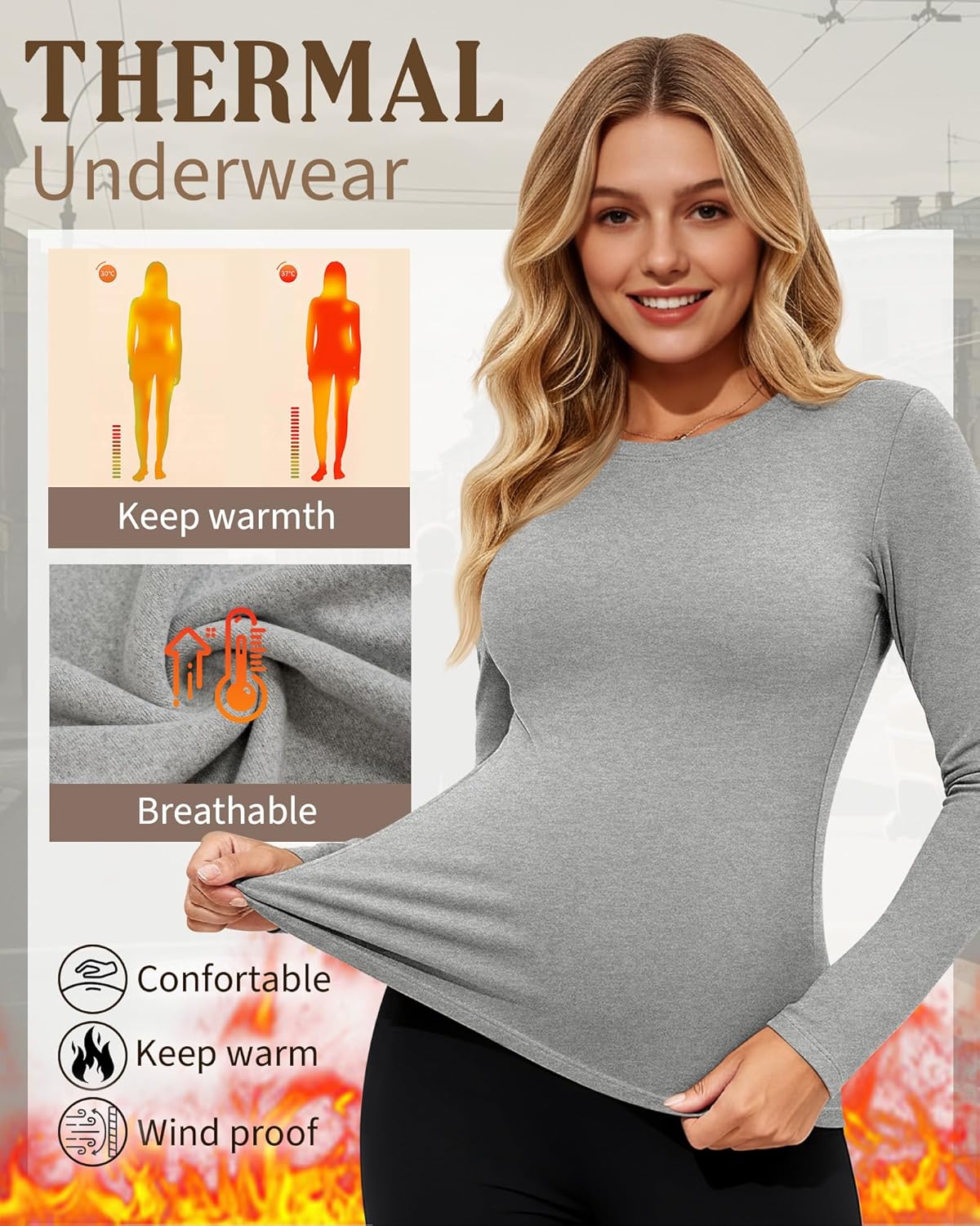 3 Pack Women's Thermal Maternity Shirts Long Sleeve Fleece Pregnancy Layering Top Crew Neck Base Layer Mama Clothes - Image 3