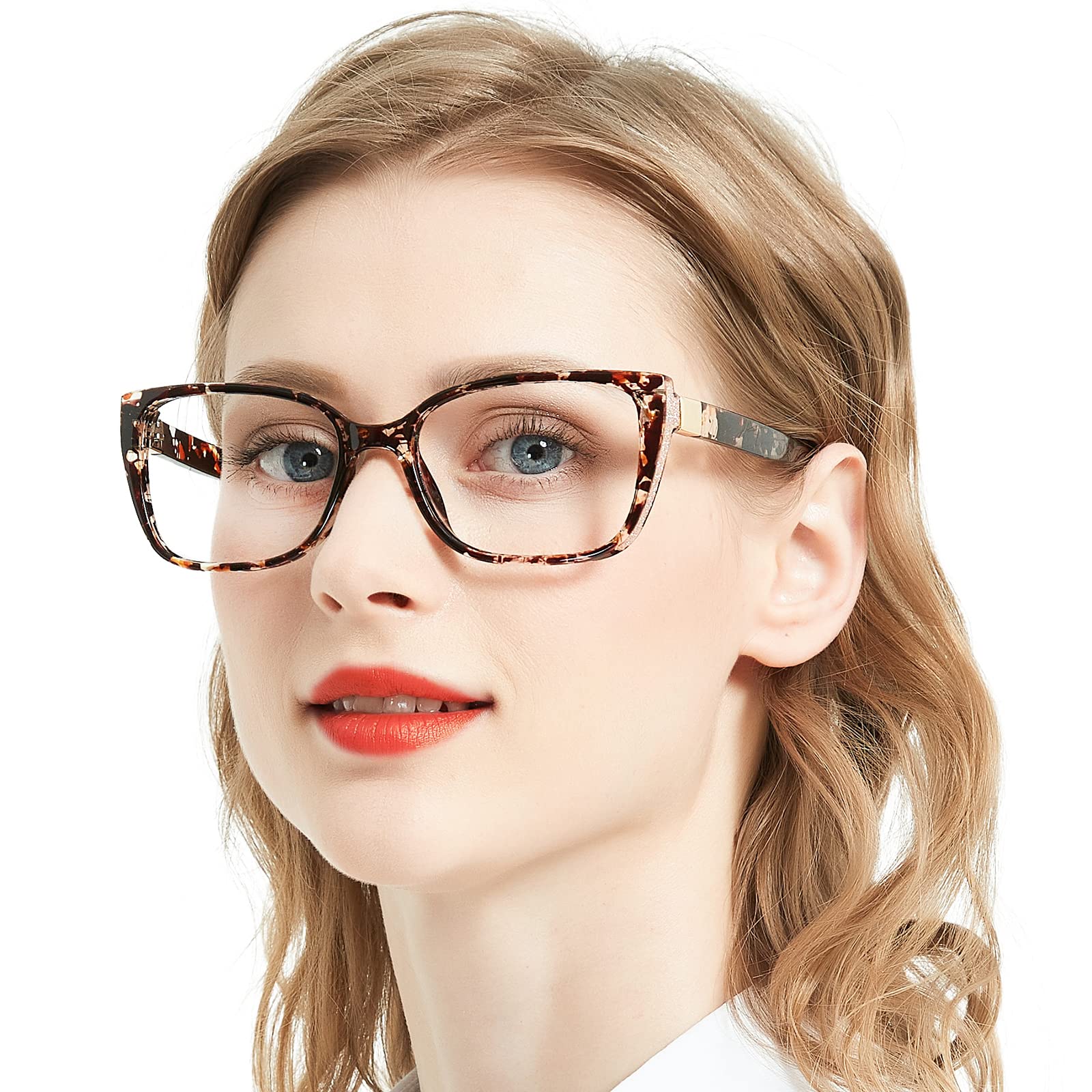AEZUNI Designer Reading Glasses for Women Oversized Square Eyeglasses 1.75 Large Ladies Readers with Bling Frames 100 125 150 175 200 225 250 275 300