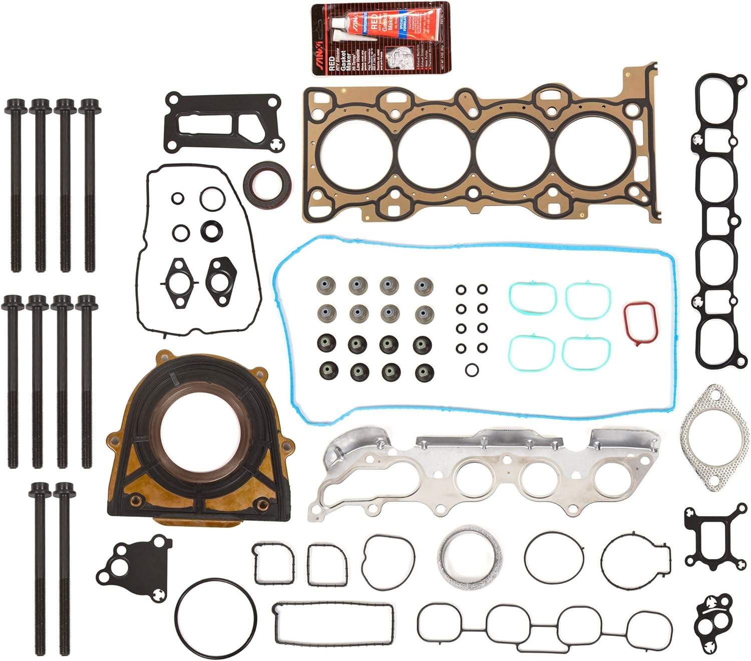 MA-4216924307 Full Gasket Set Head Bolts Compatible With/For 06-09 Mazda 3 5 6 MX-5 2.0L 2.3L DOHC LDF MZR