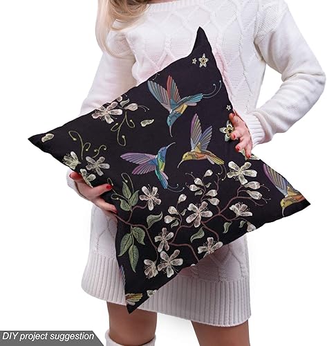 Miniatura 5 de Ambesonne The Yard, Flappy - Tela en flor de cerezo de cola ancha que vuelan alrededor de árboles de cerezo blanco, tela decorativa para tapicería y