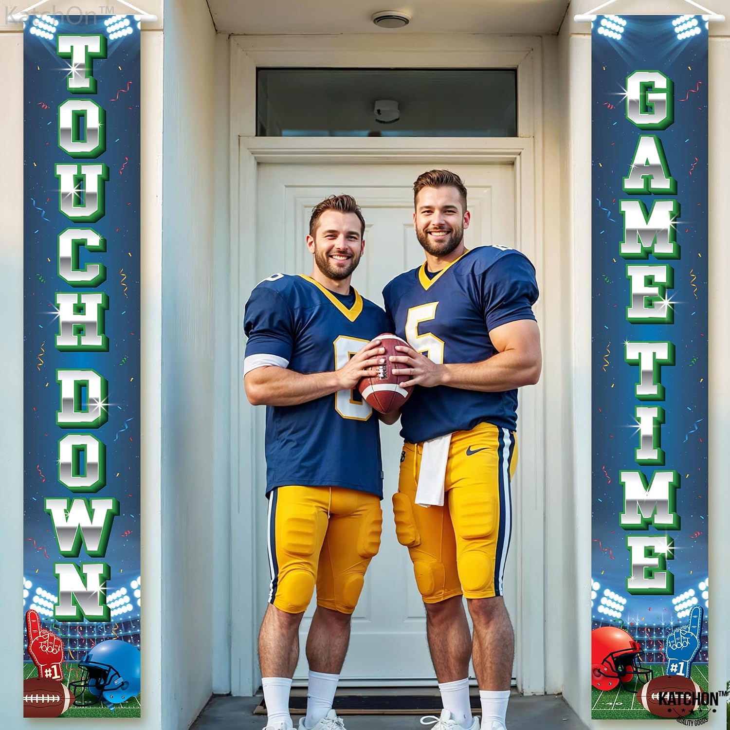 KatchOn, XtraLarge Football Door Banner - 72x12 Inch | Touch Down Banner for Football Party Decorations | Sport Theme Party Decoration, Door Hanging Backdroop for Game Day| Rugby Party Decorations