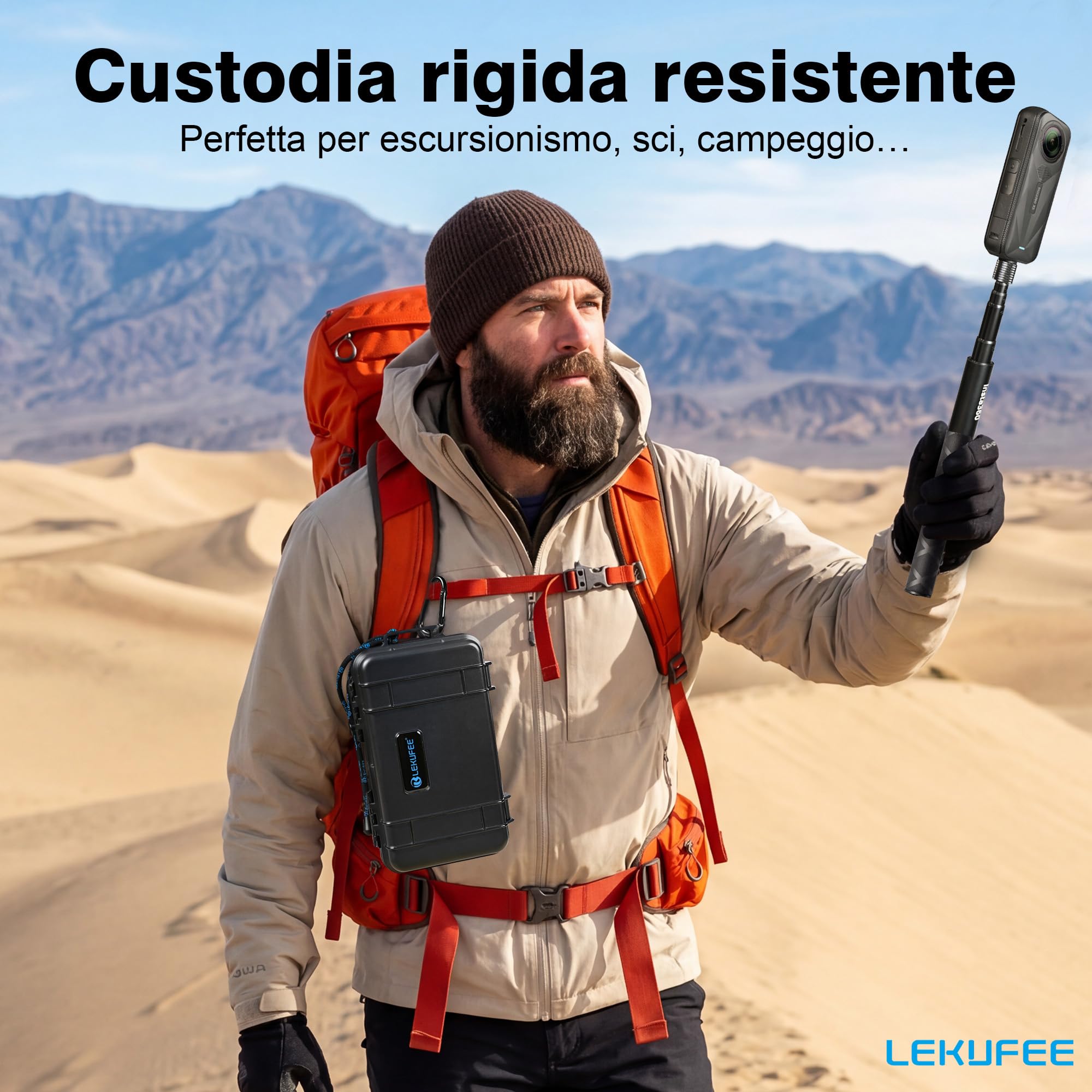 LEKUFEE Custodia Rigida Portatile Impermeabile per Insta360 X5,Insta360 X4 Air, Insta360 X4/X3 e accessori (solo custodia)