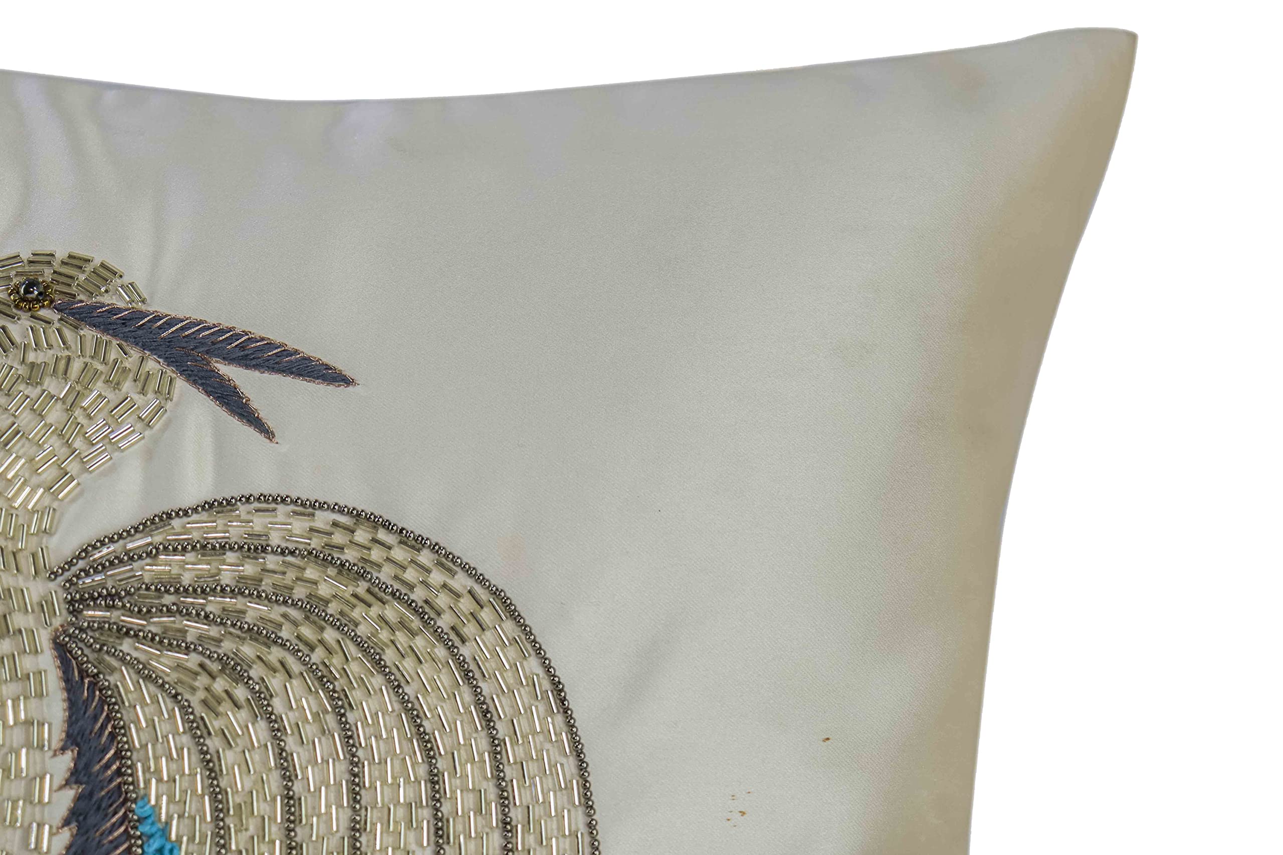 KGN Home Decor Velvet 144 TC Pillow Cover with Elegant Design and Antique Work (KGN_2, Yellow, 12x16 Cm, Pack of 1) 4