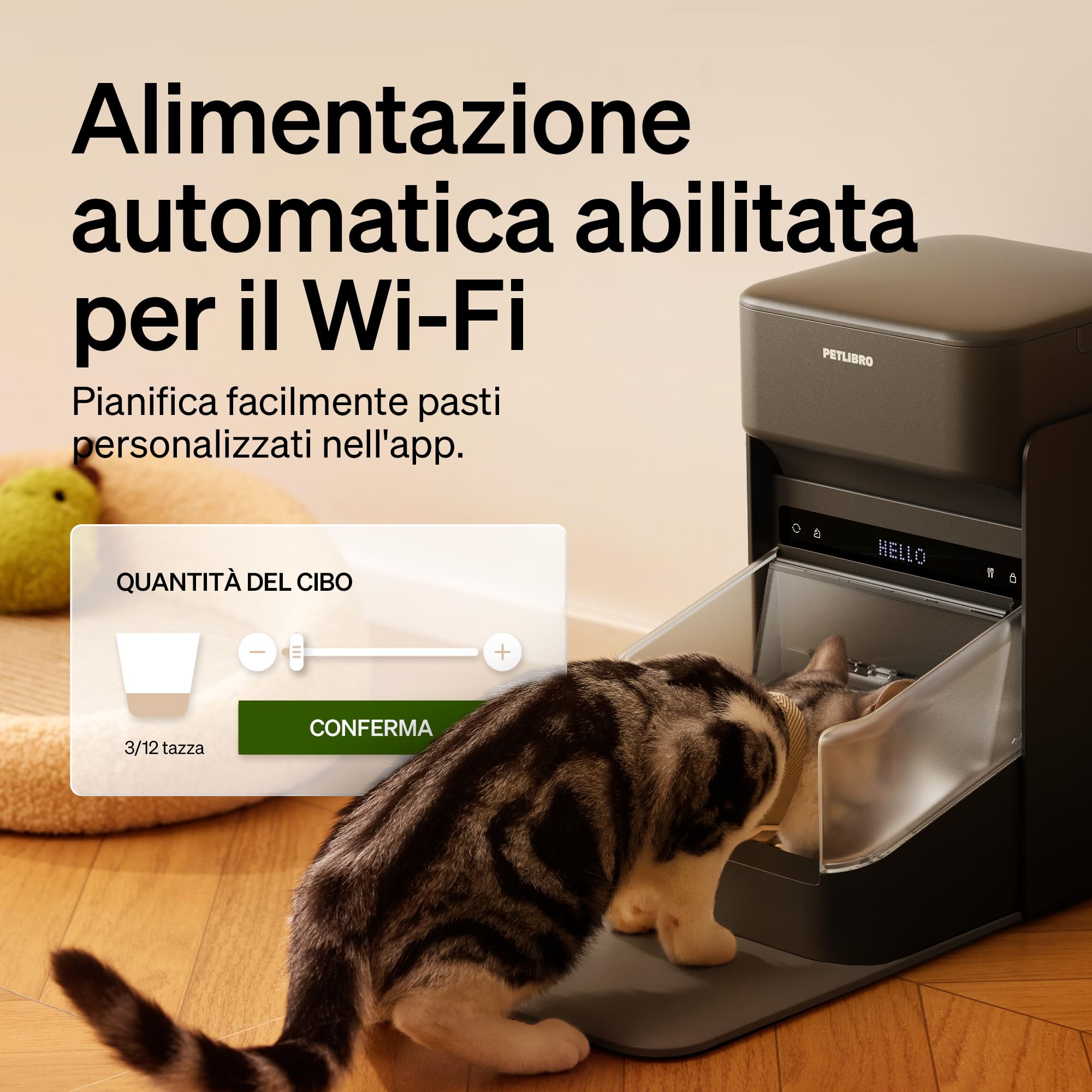 PETLIBRO Distributore automatico di cibo per gatti RFID 5G Wi-Fi, distributore automatico di cibo per gatti con sensore Collar, distributore automatico per gatti con app, 1-10 pasti, 3L, nero