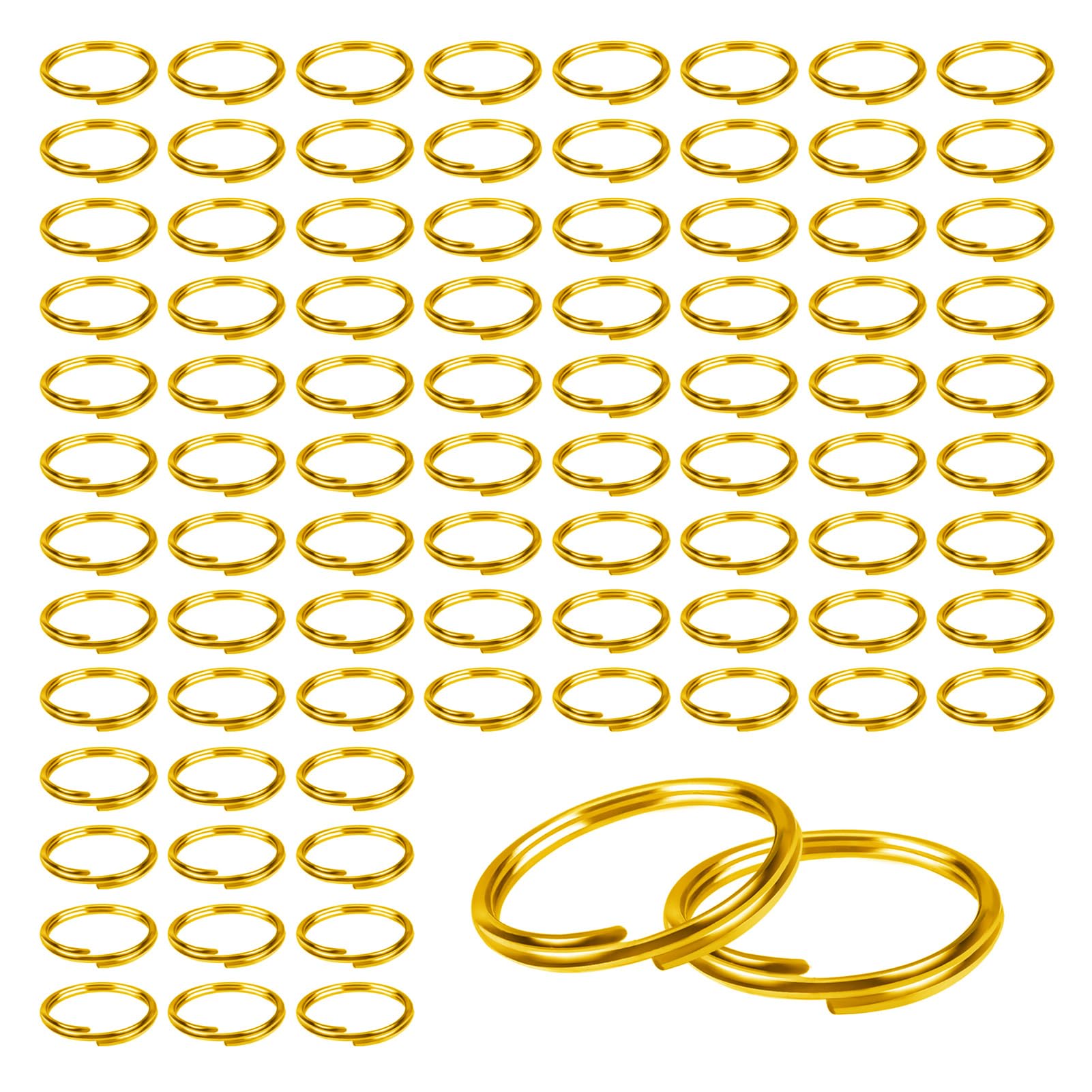 TOAOB 150pcs Double Ring Metal Open Split Jump Ring Connector Chain Links 10 mm Gold for Keys Necklaces, Bracelets, Earrings