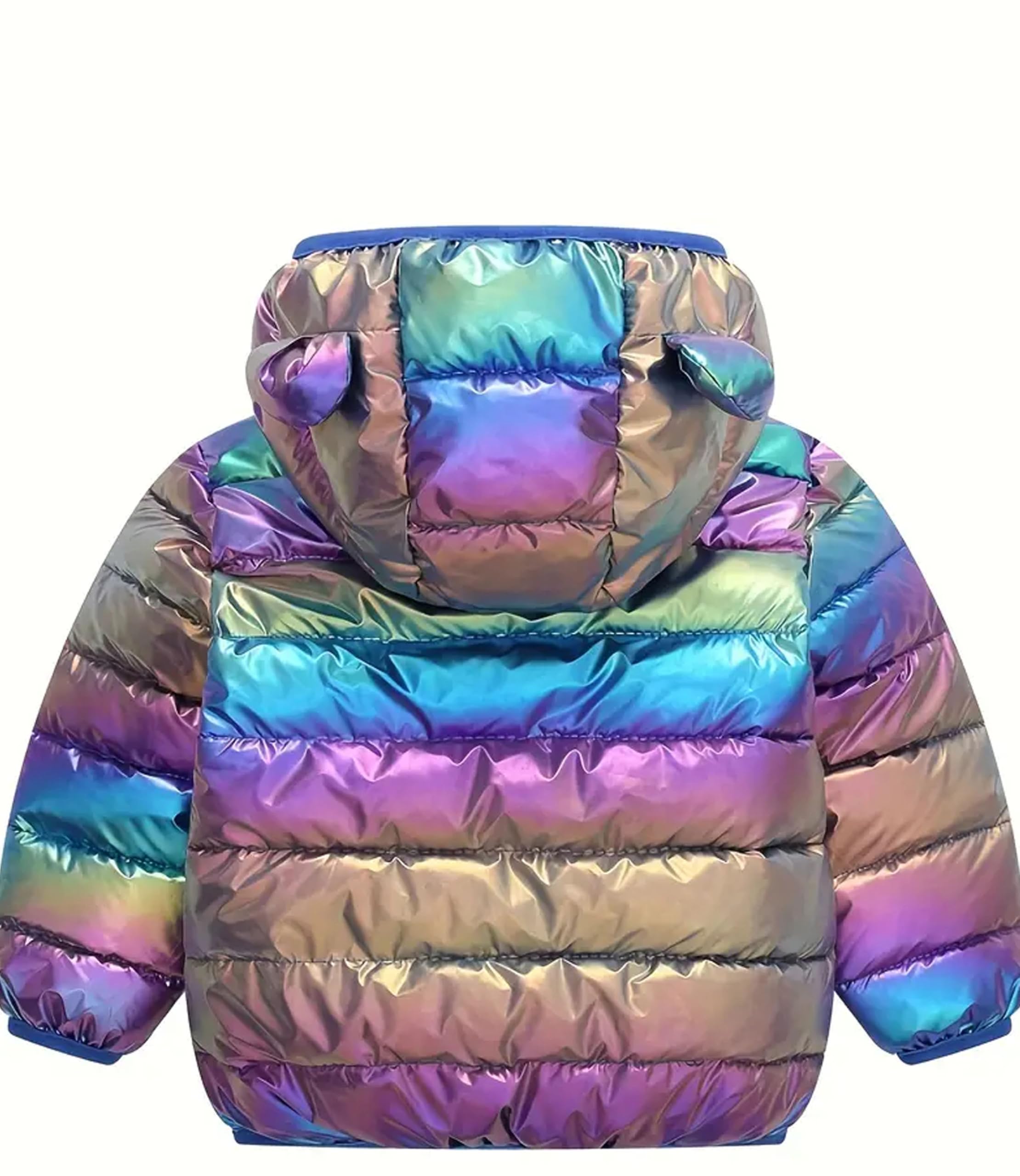 bebeone Toddler Winter Coats Puffer Padded Jacket Baby Boys Girls Bear Hoods Down Jacket Light Weight Infant Outerwear,#5-Blue purple-110