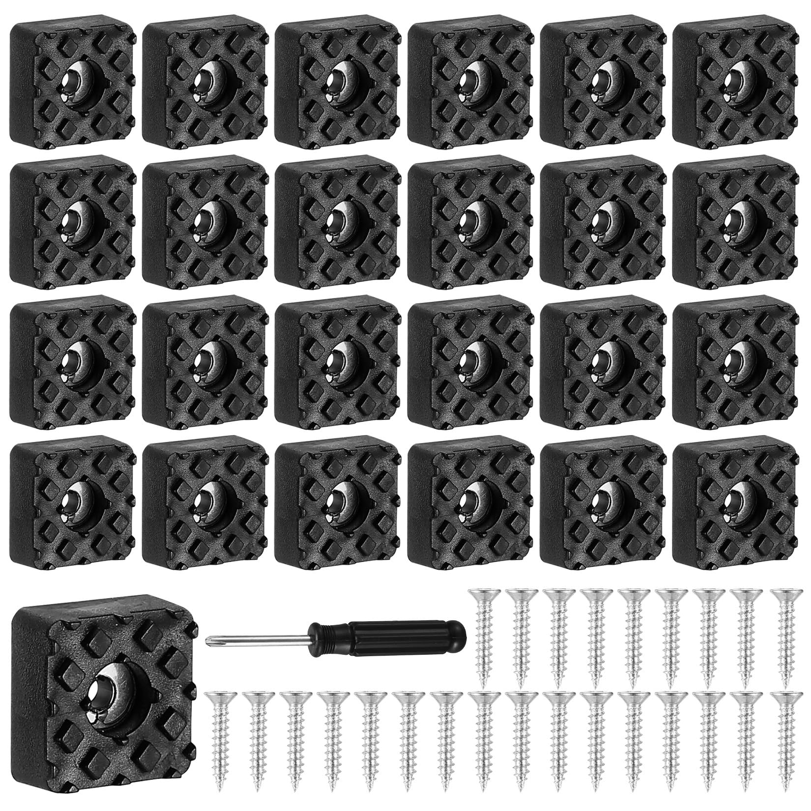 25 Pcs Square Rubber Feet for Garden Furniture Feets, Non-Slip Screw in Rubber Furniture Feet for Outdoor Furniture Table Leg Chair Leg Floor Protectors Pads(22 x 22mm) — image 1