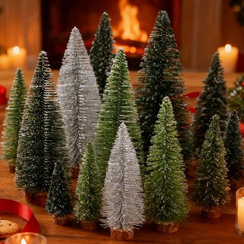 10 piezas de decoración de fiesta de árbol de Navidad, decoración del hogar, centro de mesa de vacaciones, mini chimenea de papel, centro de mesa