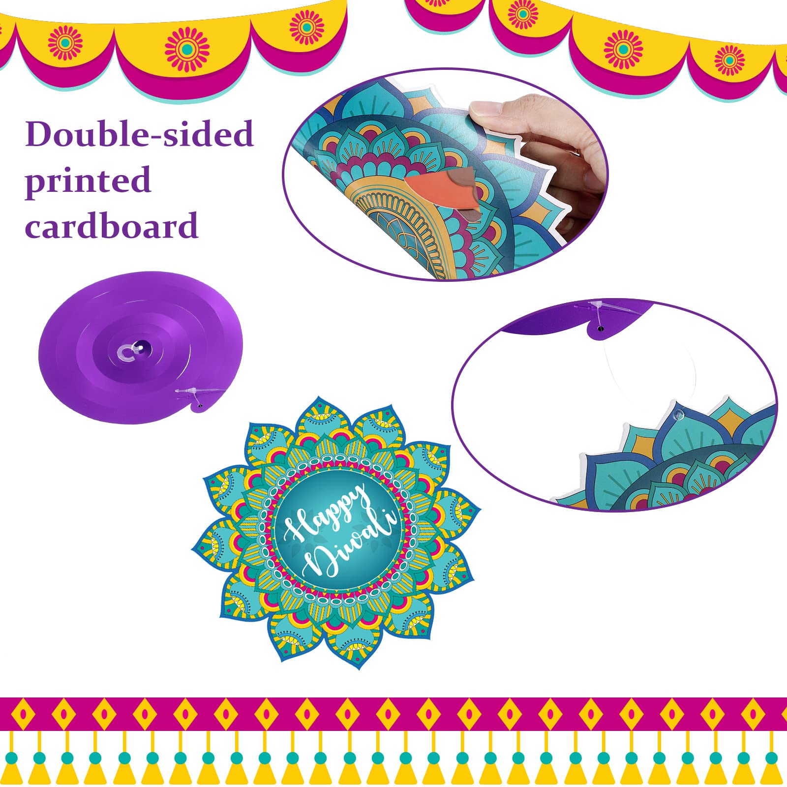 YIAJIA Happy Diwali Sfondo Banner Decorazioni, Decorazioni indiane Diwali per Casa Appeso alla Parete Festival di Luci Diwali Indiane Forniture per