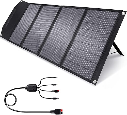 ROCKPALS Panel solar plegable mejorado de 100 W con soporte soporte paralelo QC 30 y USB-C paneles solares portátiles para