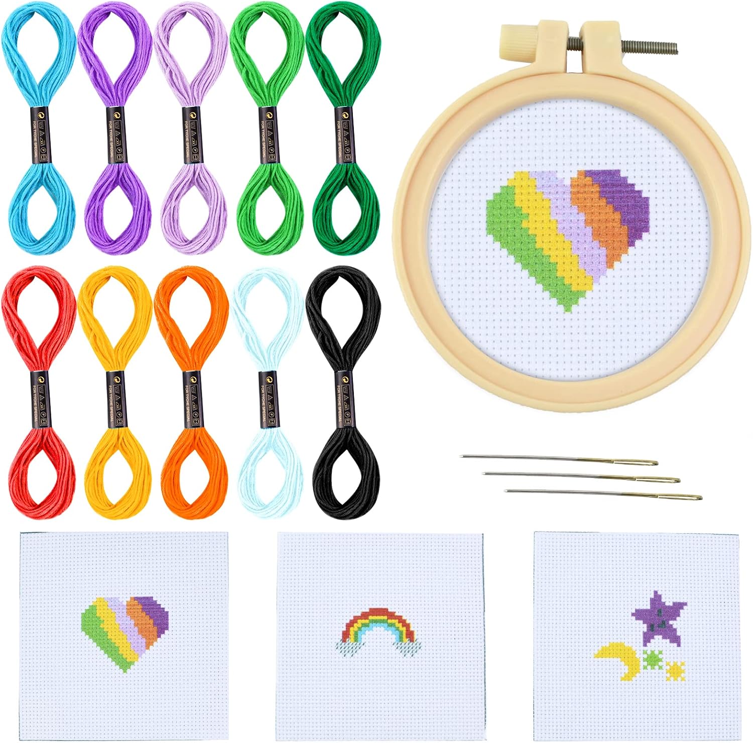 Cross Stitch Beginner Kit for Kids, Cross Stitch Starter Kit Rainbow Cross Stitch Kits Pre